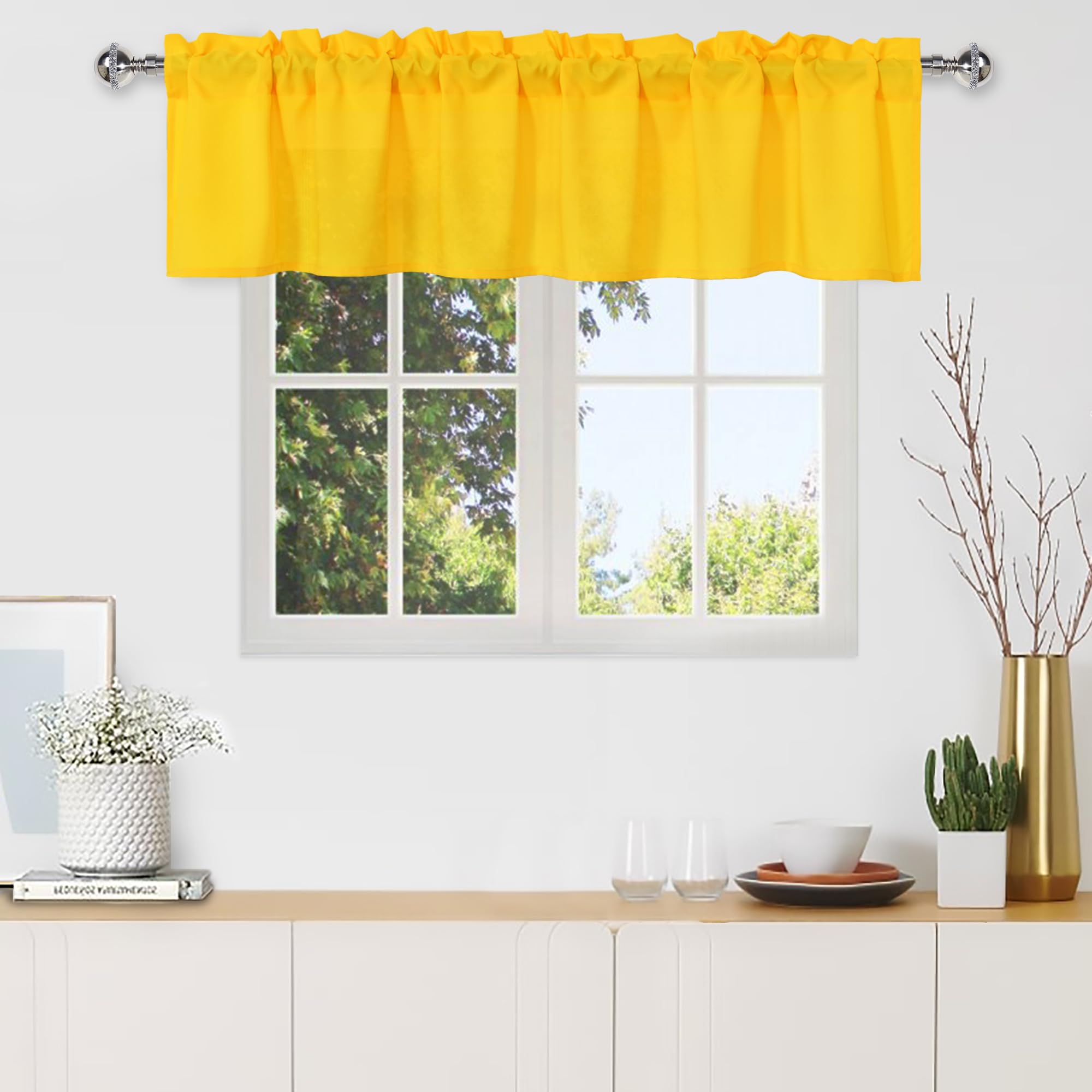 DWCN Valance Curtains for Living Room, Kitchen Valance Solid Short Topper, Rod Pocket Bathroom/Basement Curtain for Window Treatment, 1 Panel, 60 X 18 Inch, Grey