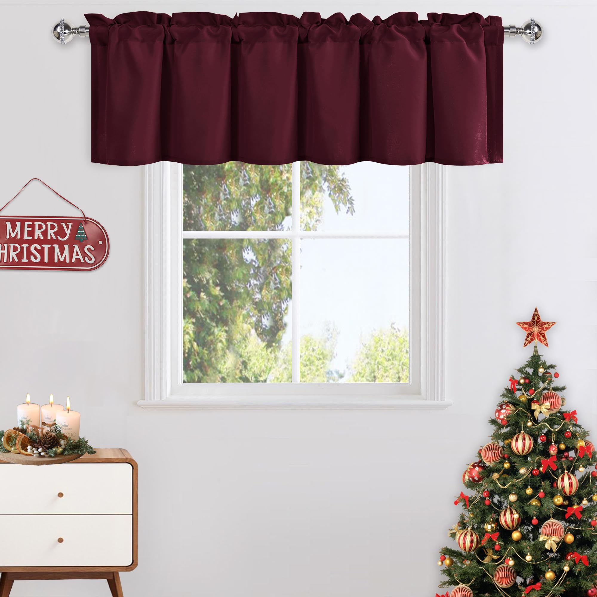 DWCN Valance Curtains for Living Room, Kitchen Valance Solid Short Topper, Rod Pocket Bathroom/Basement Curtain for Window Treatment, 1 Panel, 60 X 18 Inch, Grey