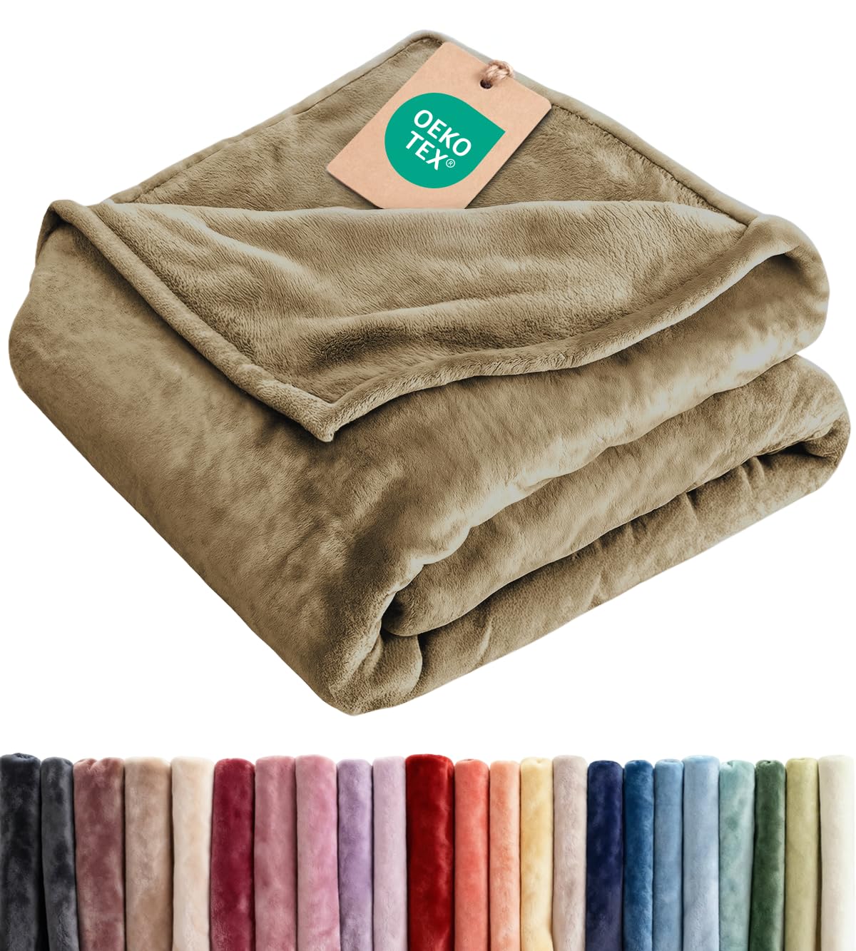 Ultra Soft Fleece Blanket Throw Size - Flannel Fleece Luxury Throw Blanket - Lightweight for Couch Bed Chair - Thick, Warm and Breathable - All Season Cozy Fuzzy, Anti-Static Microplush Bedding, Cream
