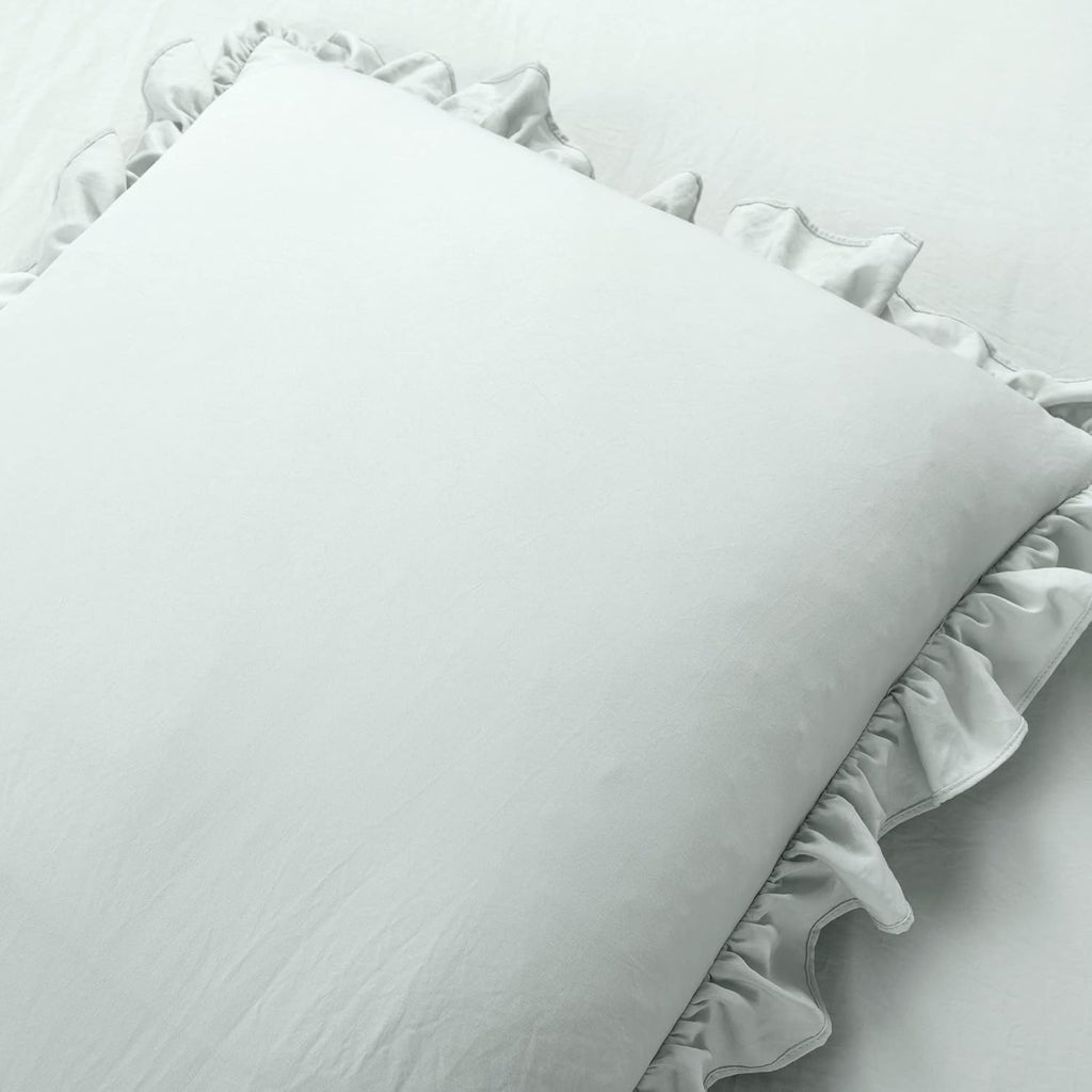 Lush Decor Ruffle Skirt Bedspread Set - 3-Piece Luxurious Farmhouse Bedding - Elegant Ruffle Detail - Timeless Style - Soft Lightweight Sheets - Queen, Sea Salt