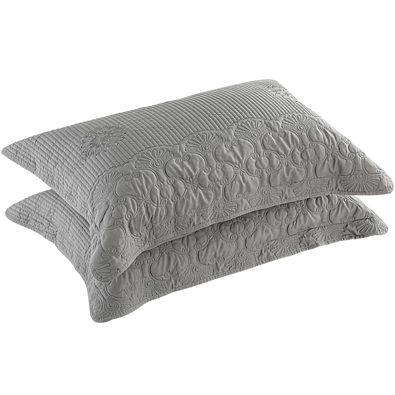 BOSOWOS Pillow Shams Standard Size Set of 2, Ultra Soft Breathable Quilted Pillow Cases 20 x 26 inches for Sleeping, Decorative Microfiber Bed Pillowcases Easy Care, White