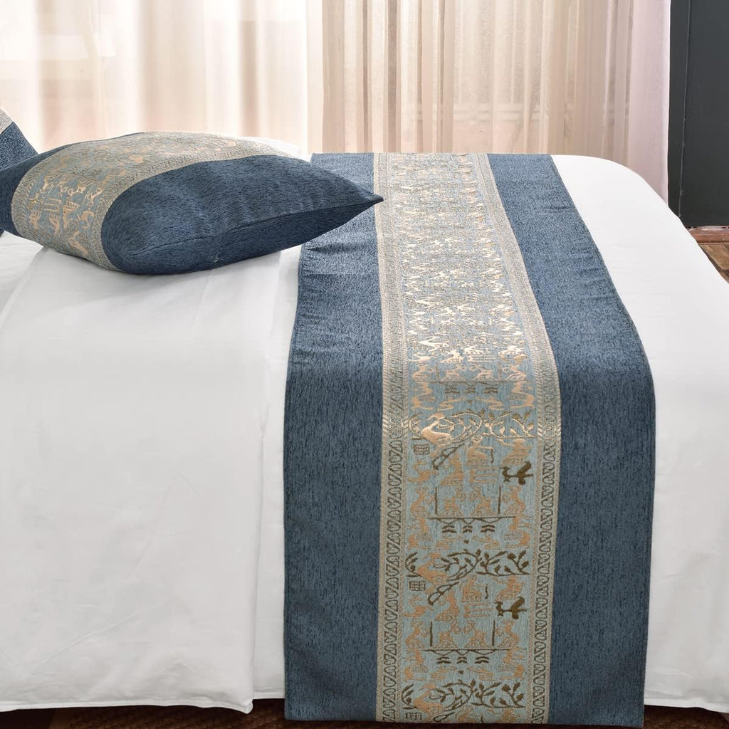 AMBERIS Chenille Bed Runner, Durable Decorative Bed Scarf for Home and Hotel (Pillowcases Sold Separately)