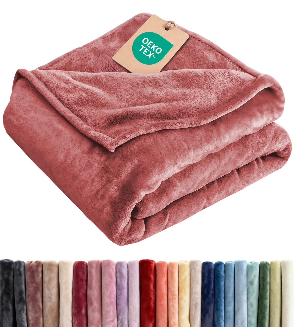 Ultra Soft Fleece Blanket Throw Size - Flannel Fleece Luxury Throw Blanket - Lightweight for Couch Bed Chair - Thick, Warm and Breathable - All Season Cozy Fuzzy, Anti-Static Microplush Bedding, Cream