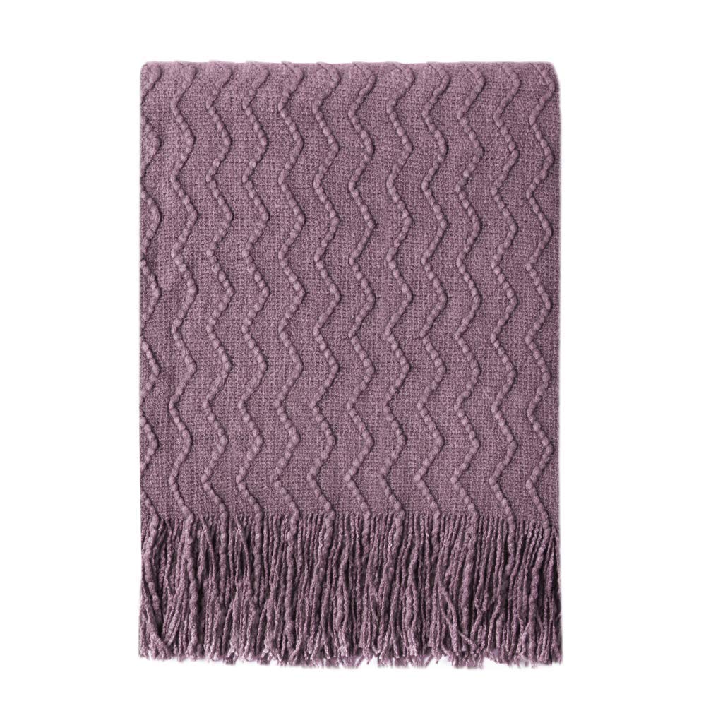 BOURINA Beige Throw Blanket 50x60 Inches Throw Textured Solid Soft Sofa Couch Decorative Knit Blanket