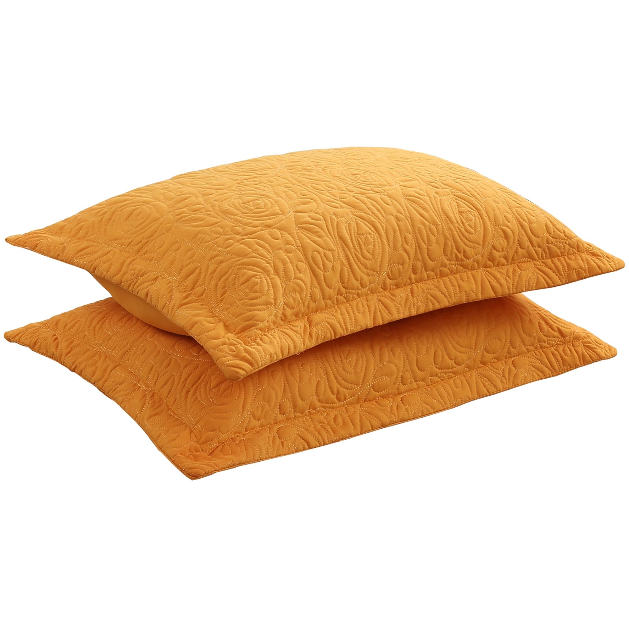 MarCielo 2-Piece Embroidered Pillow Shams, Decorative Microfiber Pillow Covers Set, Standard Size, Beige