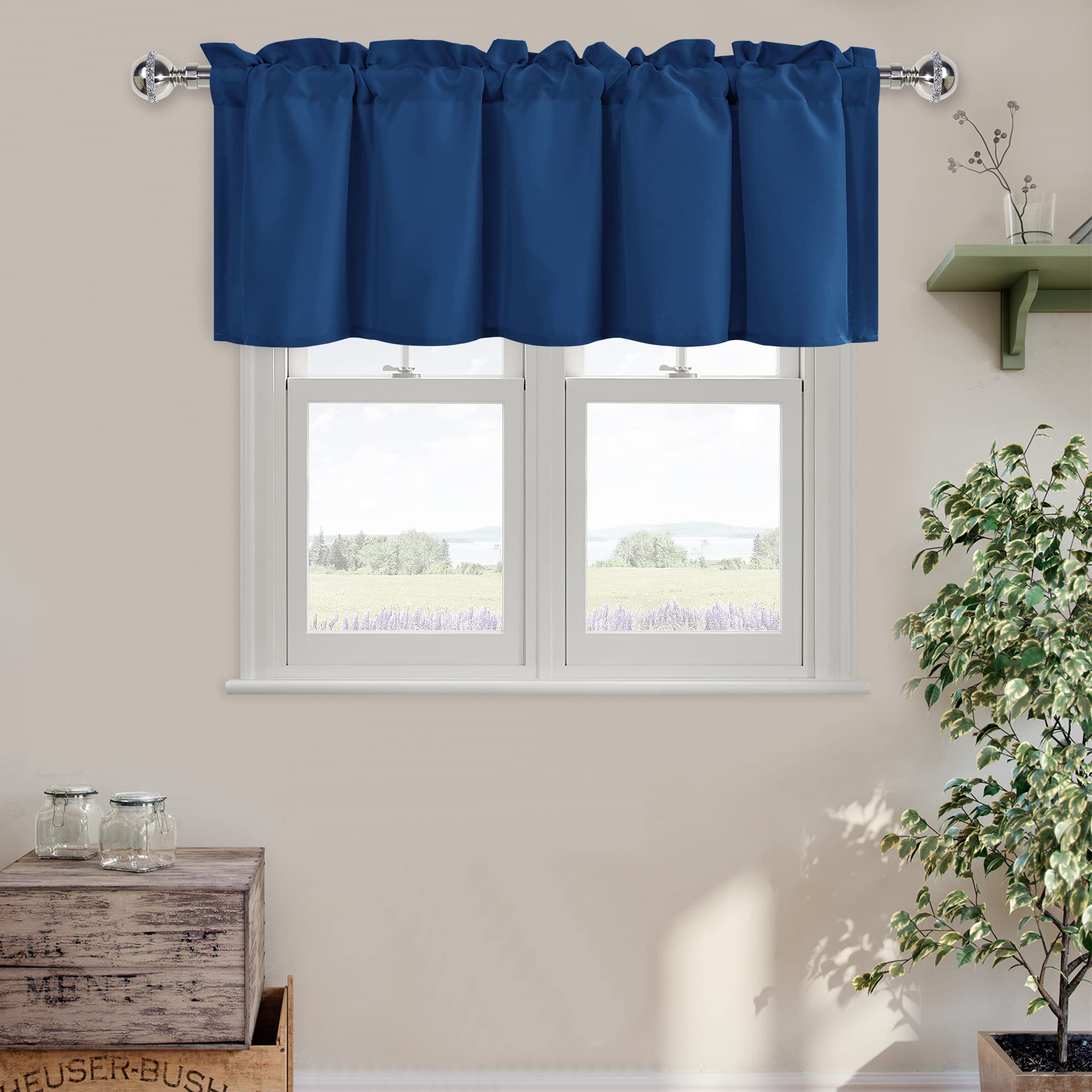 DWCN Valance Curtains for Living Room, Kitchen Valance Solid Short Topper, Rod Pocket Bathroom/Basement Curtain for Window Treatment, 1 Panel, 60 X 18 Inch, Grey