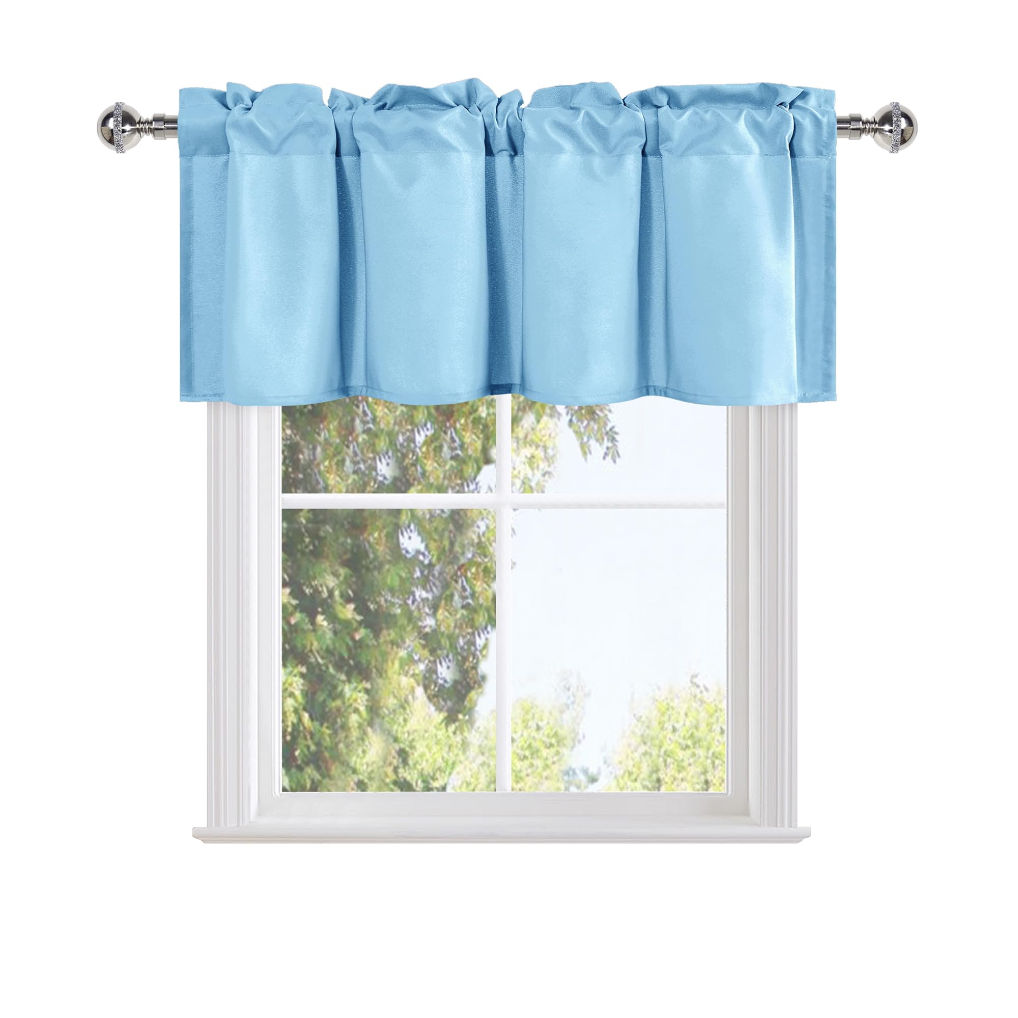 DWCN Valance Curtains for Living Room, Kitchen Valance Solid Short Topper, Rod Pocket Bathroom/Basement Curtain for Window Treatment, 1 Panel, 60 X 18 Inch, Grey