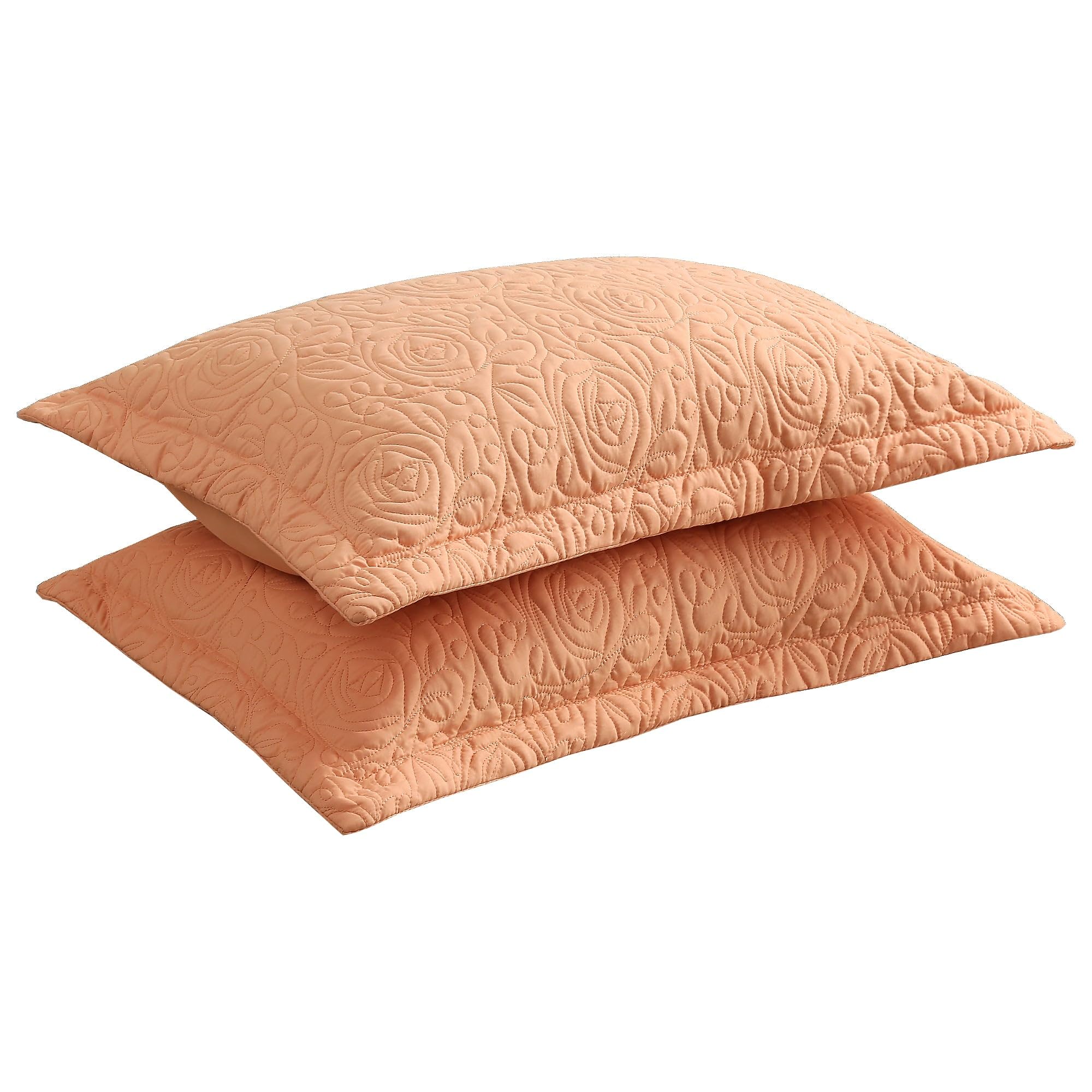 MarCielo 2-Piece Embroidered Pillow Shams, Decorative Microfiber Pillow Covers Set, Standard Size, Beige