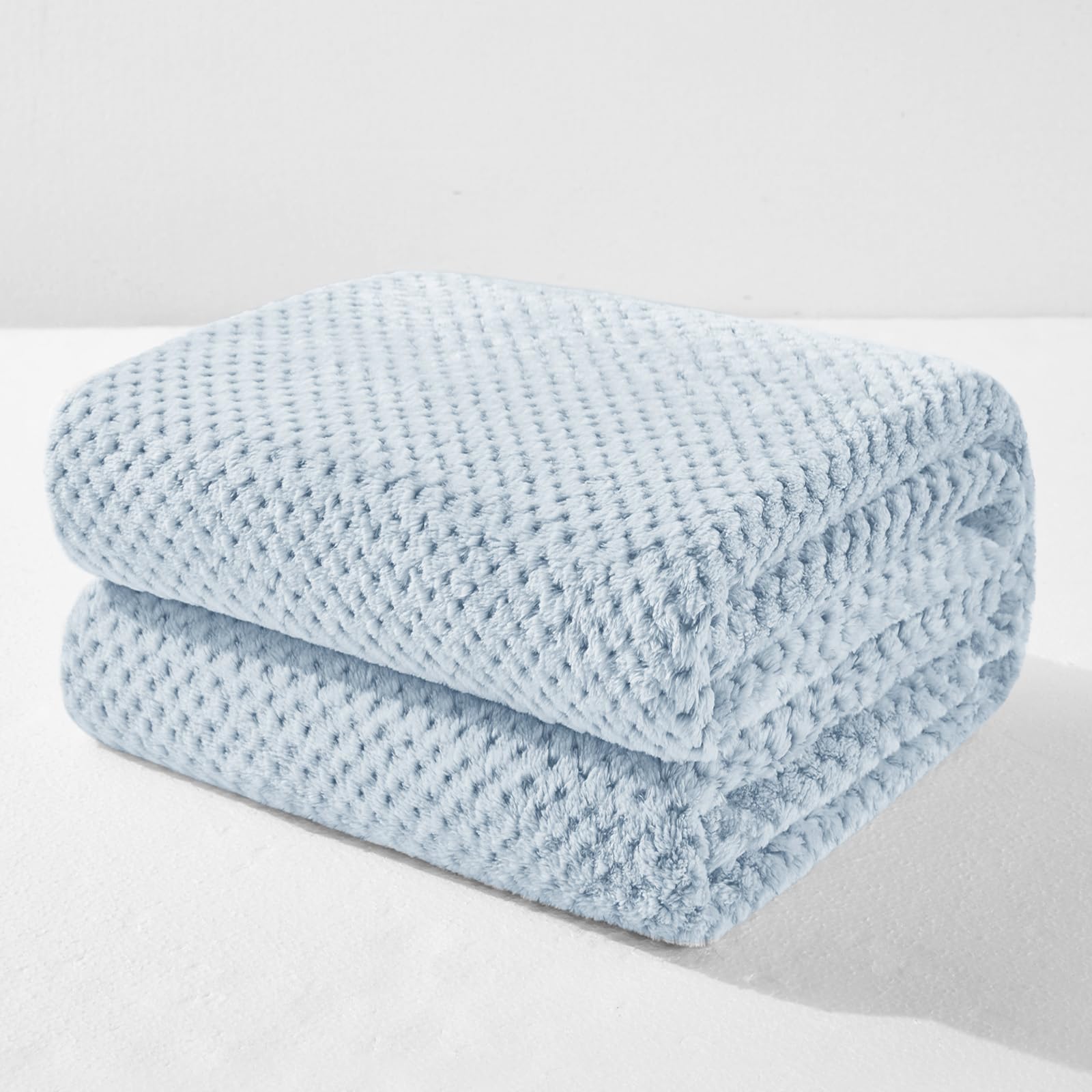 Exclusivo Mezcla Fleece Throw Blanket Extra Large, Super Soft and Warm Blankets for Couch, Sofa and Bed Waffle Textured, Cozy, Fuzzy and Lightweight (Slate Blue, 50x70 Inches)