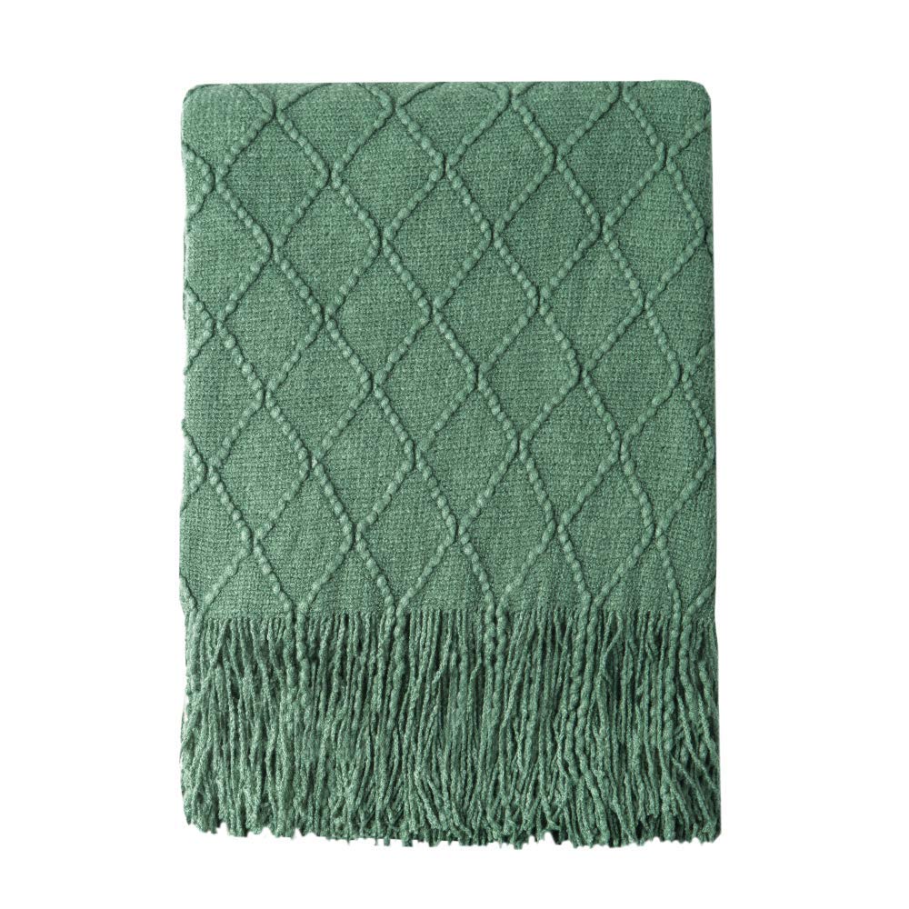 BOURINA Beige Throw Blanket 50x60 Inches Throw Textured Solid Soft Sofa Couch Decorative Knit Blanket