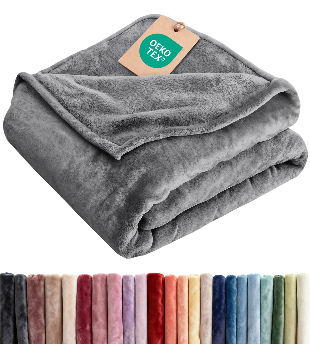 Ultra Soft Fleece Blanket Throw Size - Flannel Fleece Luxury Throw Blanket - Lightweight for Couch Bed Chair - Thick, Warm and Breathable - All Season Cozy Fuzzy, Anti-Static Microplush Bedding, Cream