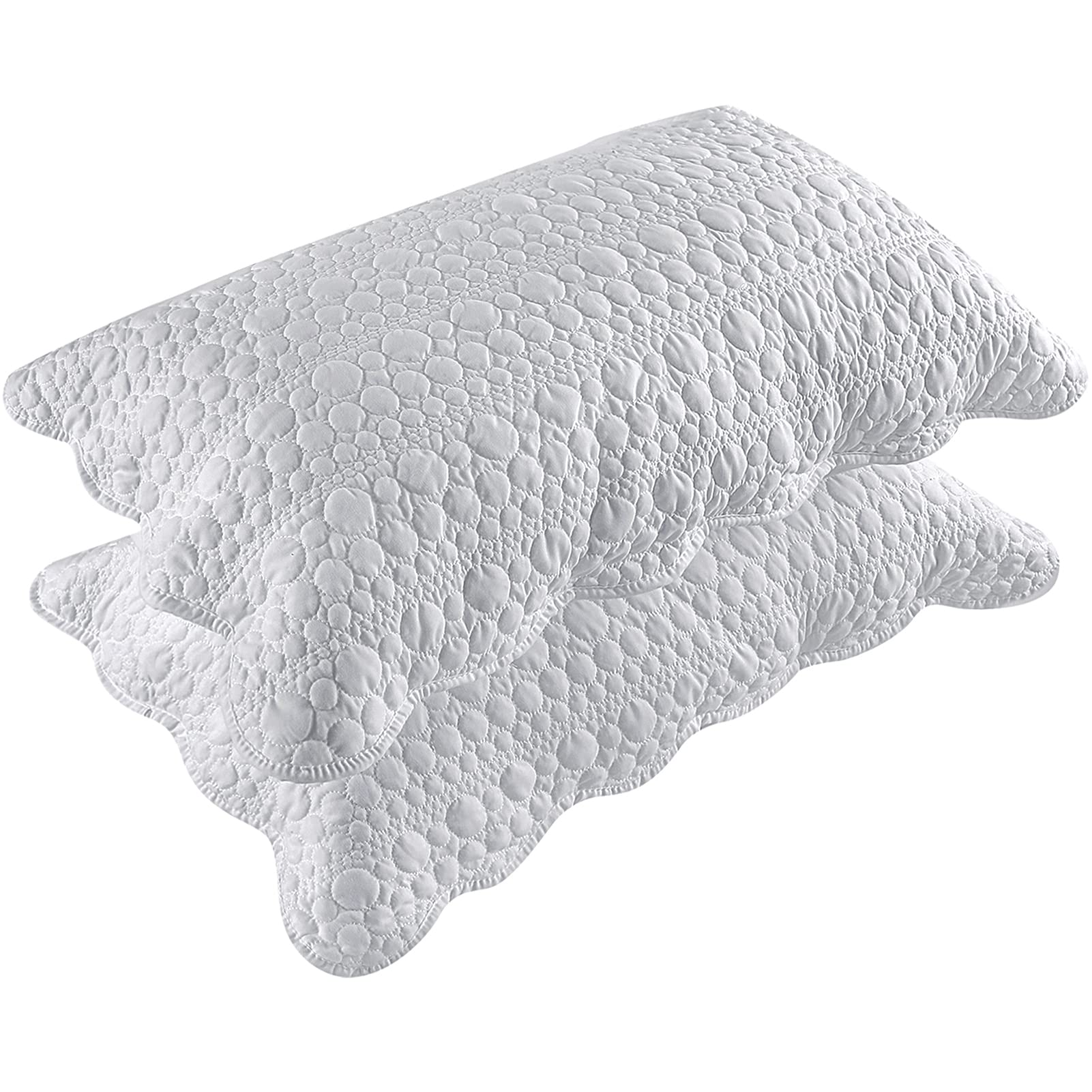 BOSOWOS Pillow Shams Standard Size Set of 2, Ultra Soft Breathable Quilted Pillow Cases 20 x 26 inches for Sleeping, Decorative Microfiber Bed Pillowcases Easy Care, White