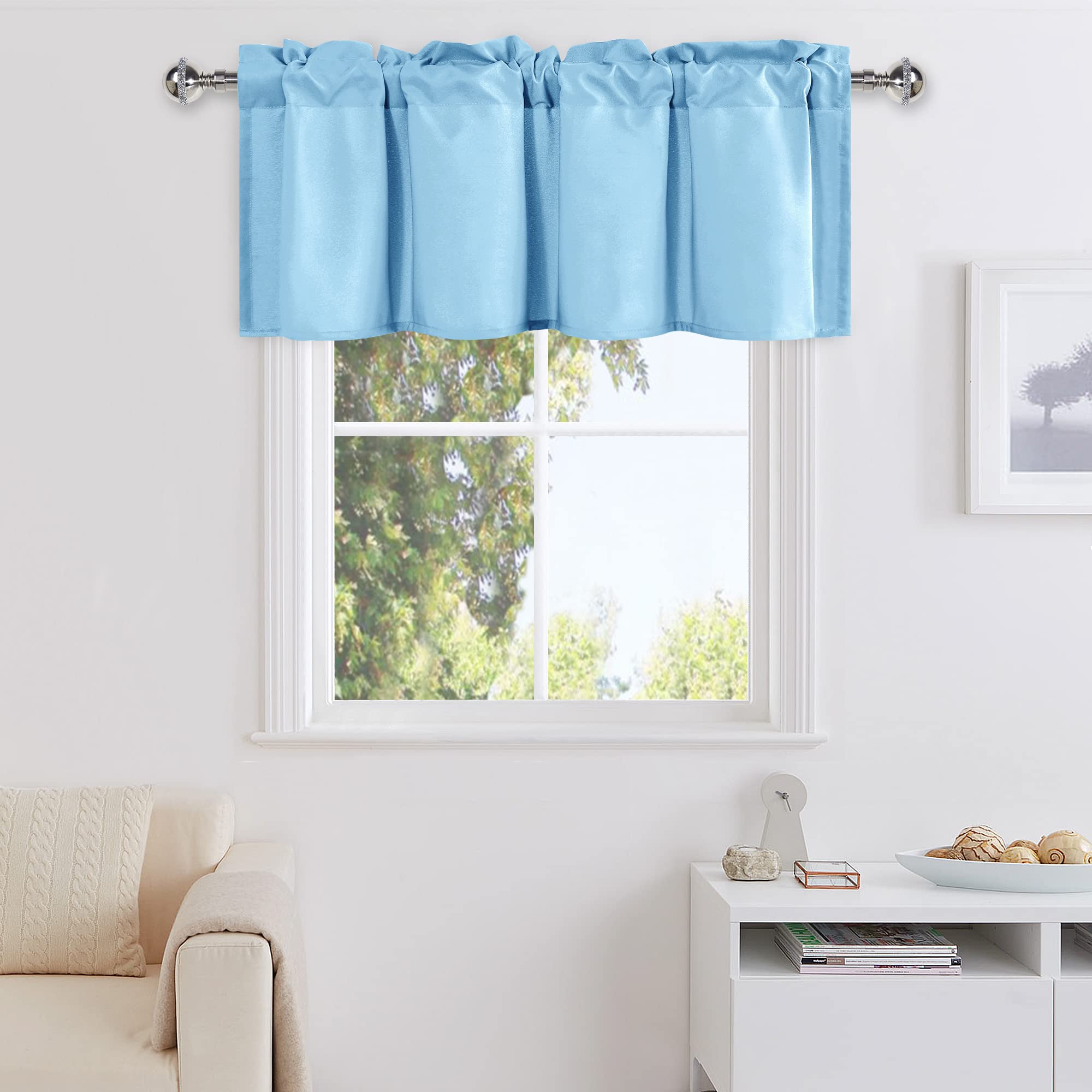 DWCN Valance Curtains for Living Room, Kitchen Valance Solid Short Topper, Rod Pocket Bathroom/Basement Curtain for Window Treatment, 1 Panel, 60 X 18 Inch, Grey