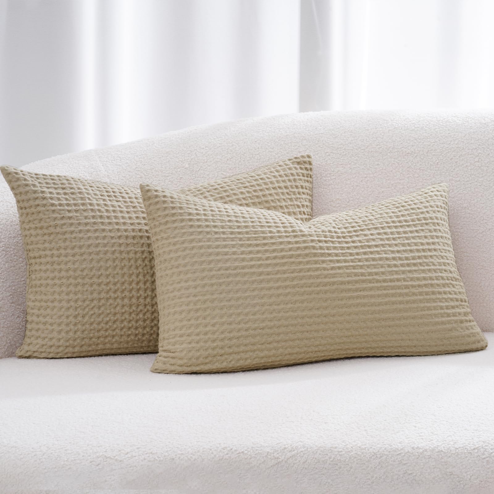 PHF 100% Cotton Waffle Pillow Shams Standard Size, 2 Pack 20" x 26" Soft Skin-Friendly and Breathable Pillowcases, No Filling, Aesthetic Woven Waffle Weave Pillow Covers for Bed, Dark Navy