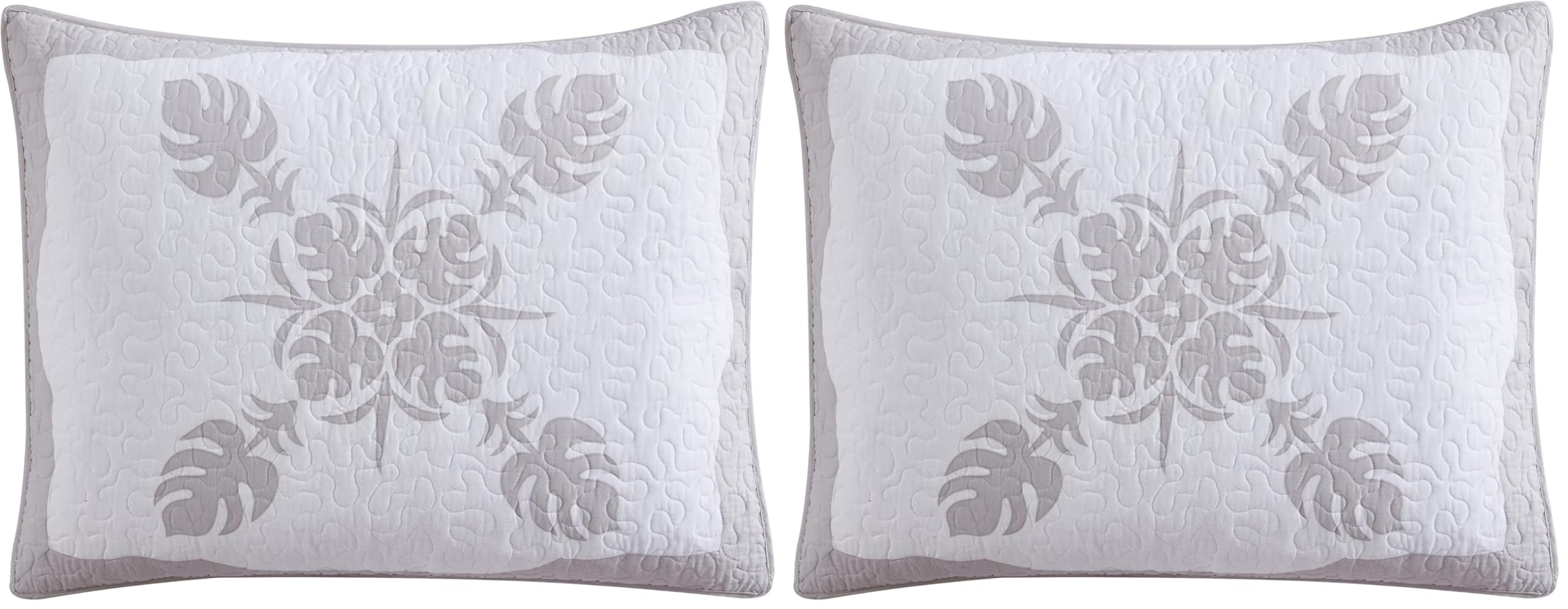 Tommy Bahama - Standard Sham, Soft & Lightweight Cotton Pillow Cover with Envelope Closure, Quilted Bedding with Reversible Design, Pack of 1 (Molokai Grey, 21" x 27")