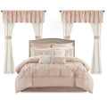 Madison Park Essentials Queen Comforter Set, 24 Piece Bedding With Matching Curtains, Decorative Pillows, Luxe Diamond Tufting , Room in a Bag Joella Collection, Plum Queen