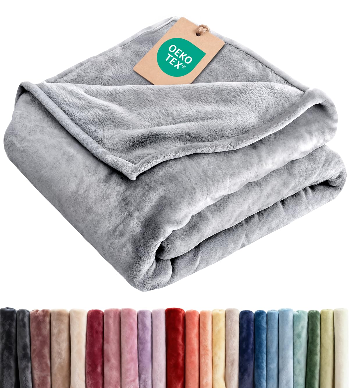 Ultra Soft Fleece Blanket Throw Size - Flannel Fleece Luxury Throw Blanket - Lightweight for Couch Bed Chair - Thick, Warm and Breathable - All Season Cozy Fuzzy, Anti-Static Microplush Bedding, Cream