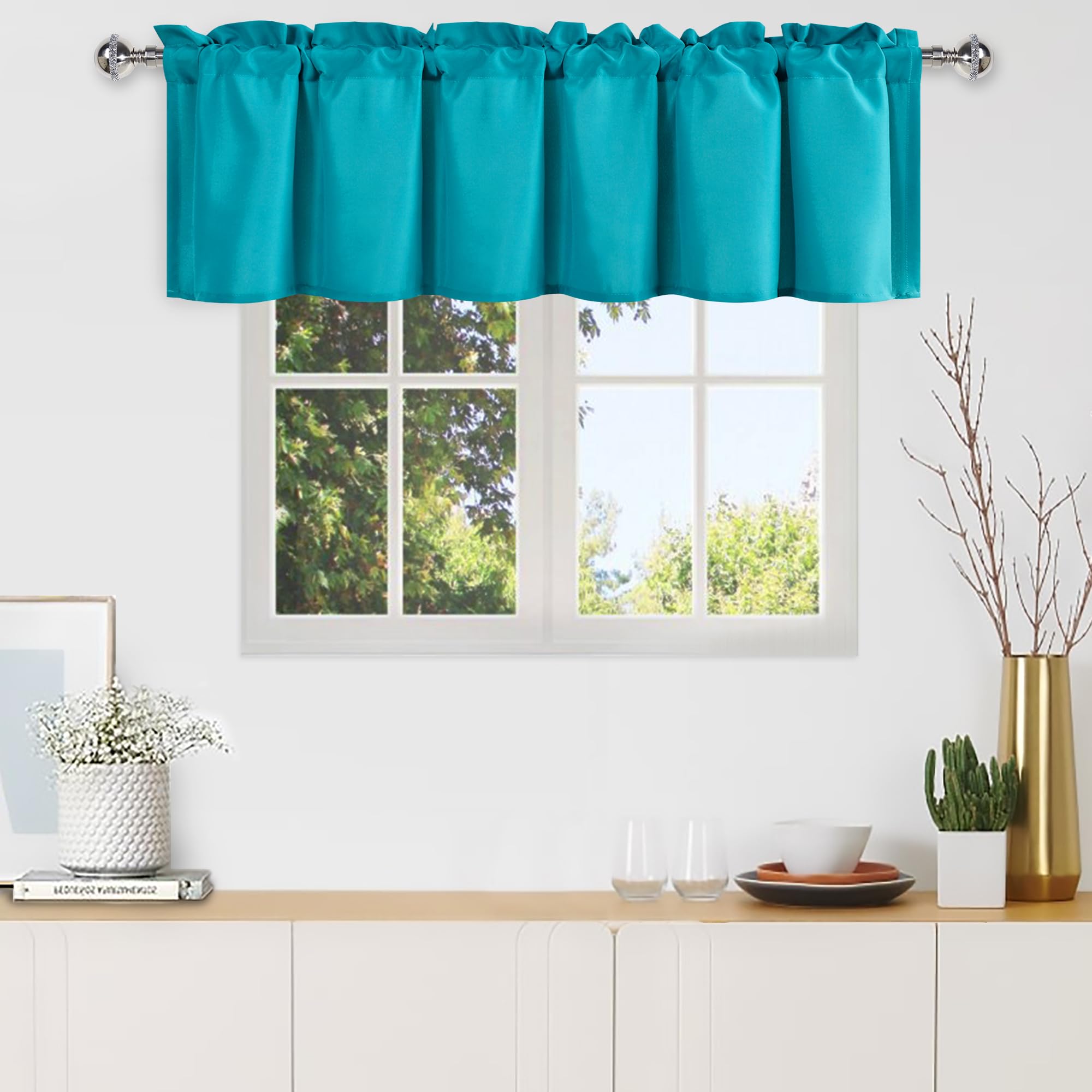 DWCN Valance Curtains for Living Room, Kitchen Valance Solid Short Topper, Rod Pocket Bathroom/Basement Curtain for Window Treatment, 1 Panel, 60 X 18 Inch, Grey