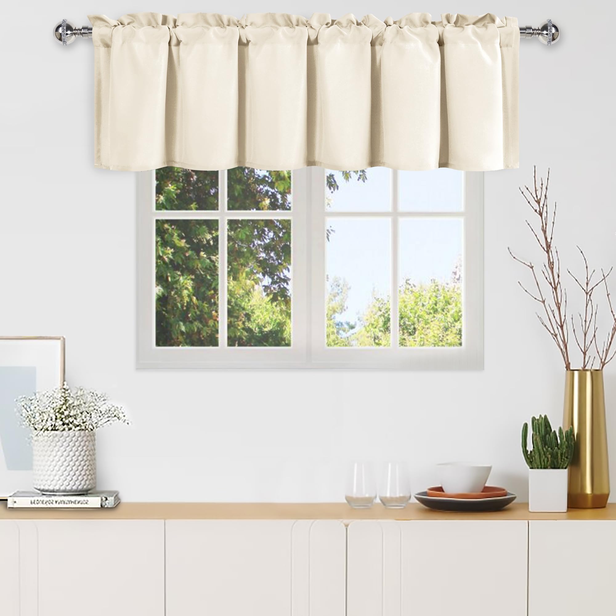 DWCN Valance Curtains for Living Room, Kitchen Valance Solid Short Topper, Rod Pocket Bathroom/Basement Curtain for Window Treatment, 1 Panel, 60 X 18 Inch, Grey