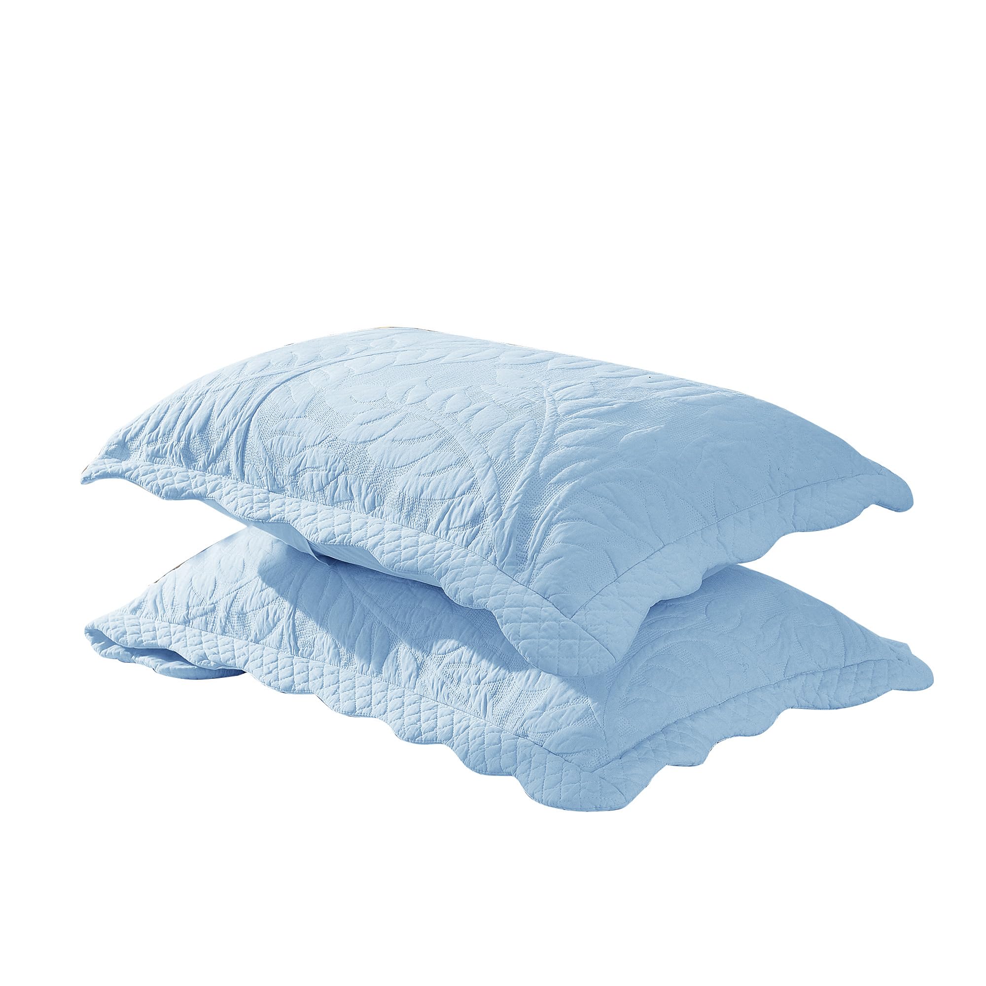 MarCielo 100% Cotton Embroidered Quilted Pillow Shams -Standard - Navy