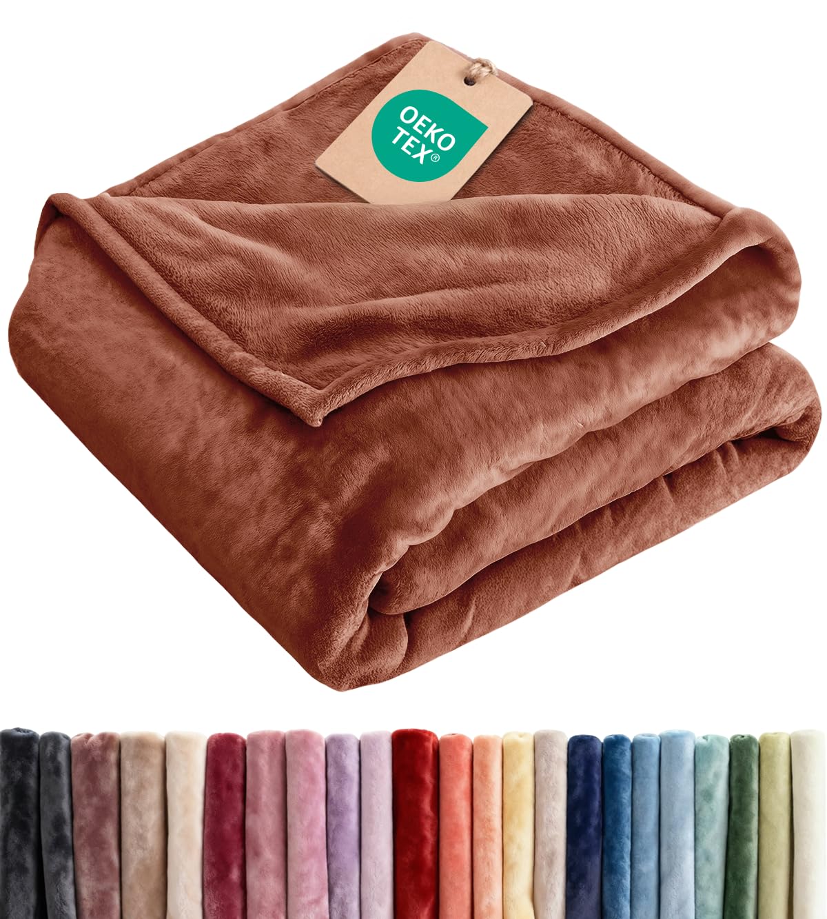 Ultra Soft Fleece Blanket Throw Size - Flannel Fleece Luxury Throw Blanket - Lightweight for Couch Bed Chair - Thick, Warm and Breathable - All Season Cozy Fuzzy, Anti-Static Microplush Bedding, Cream