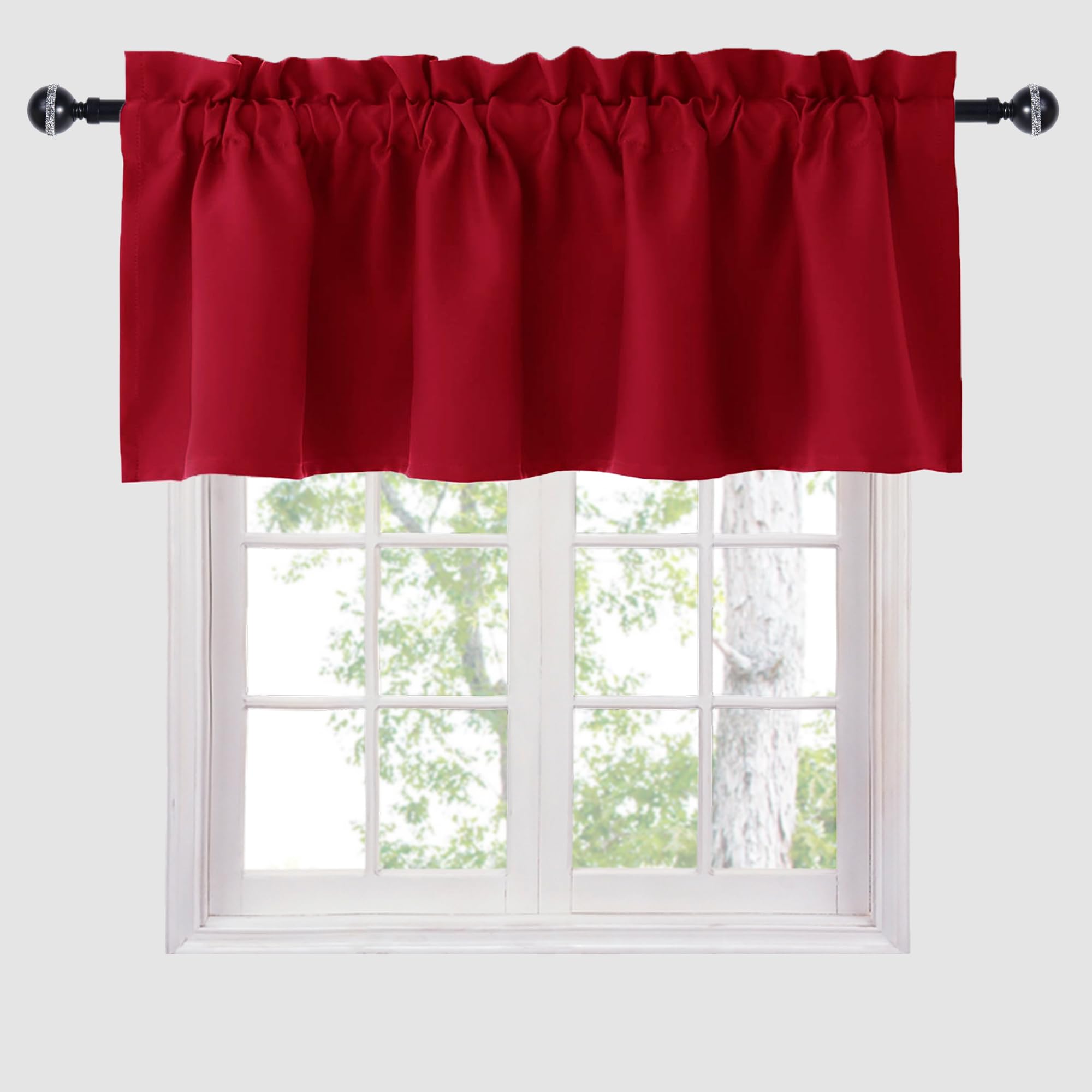 Hiasan Valance Curtains for Kitchen Blackout Thermal Insulated Solid Window Curtain Valance, Ivory, 42 x 18 Inches, 1 Panel