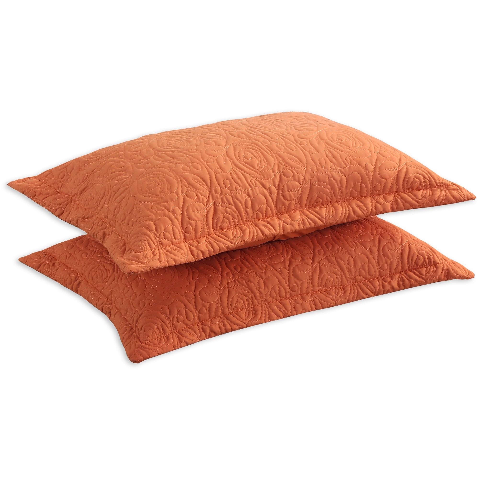 MarCielo 2-Piece Embroidered Pillow Shams, Decorative Microfiber Pillow Covers Set, Standard Size, Beige