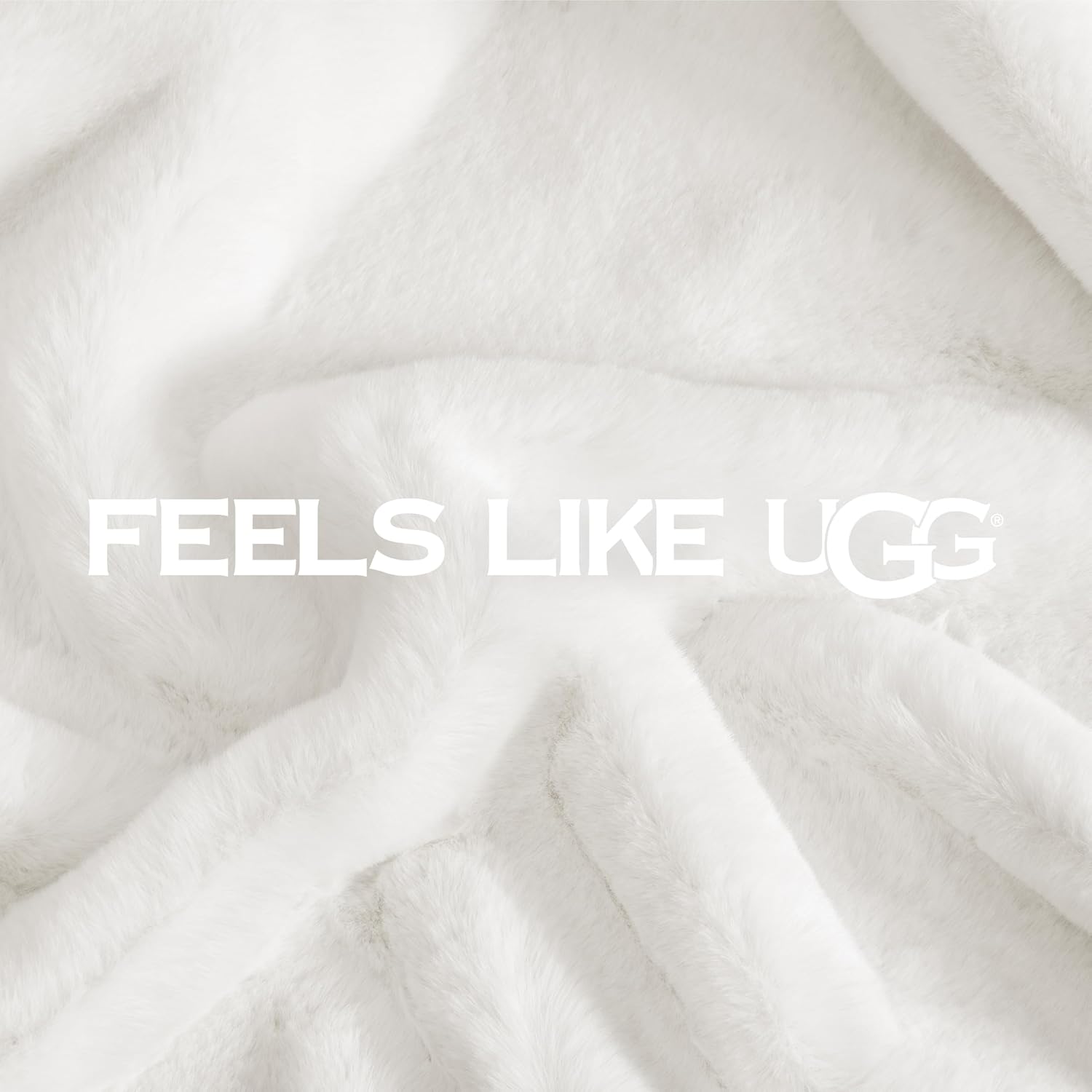 UGG Euphoria Faux Fur Throw Blanket, Warm Fluffy for Couch or Bed, Luxury Bedroom Decor, Blankets, Machine Washable, 50-inch x 70-inch, White Snow