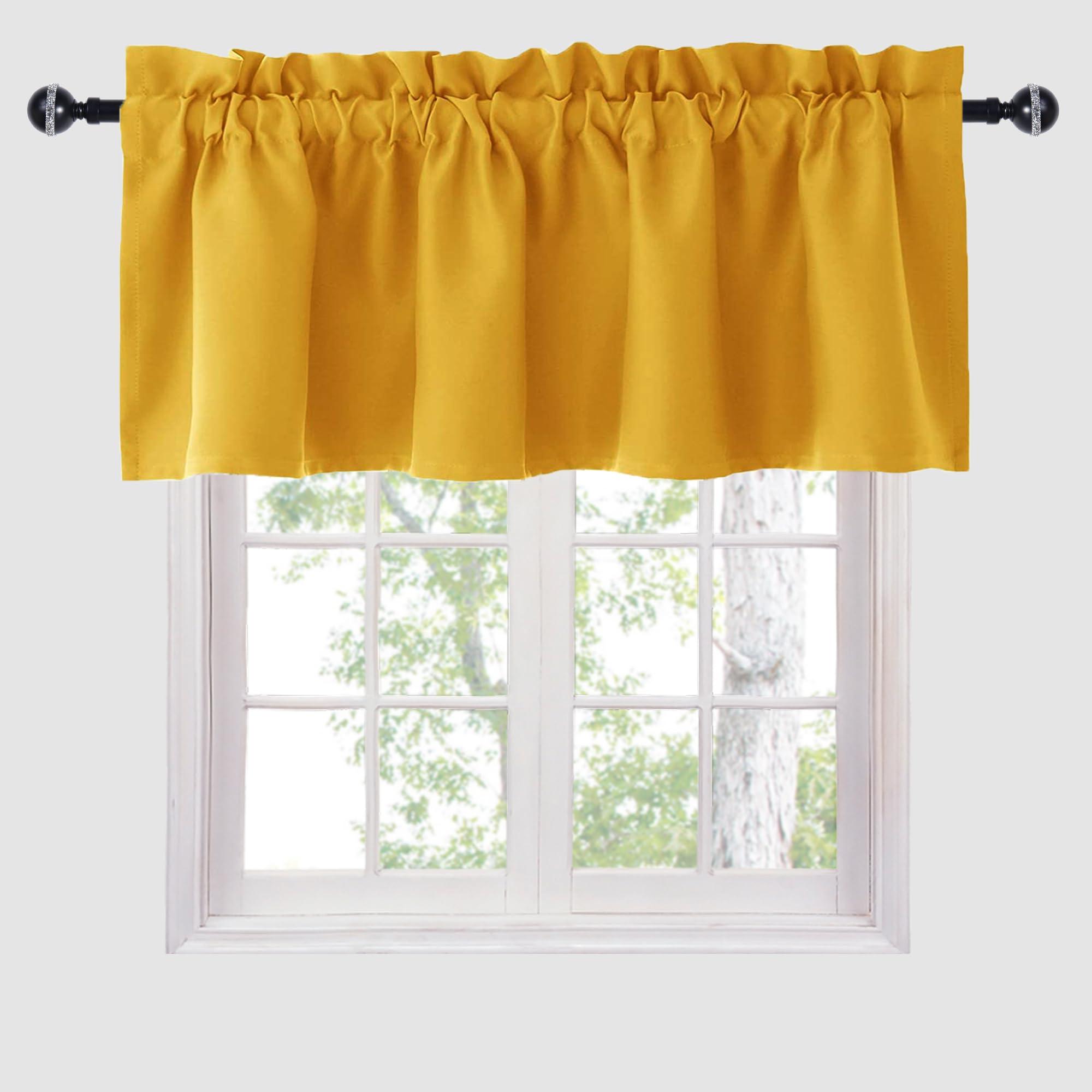 Hiasan Valance Curtains for Kitchen Blackout Thermal Insulated Solid Window Curtain Valance, Ivory, 42 x 18 Inches, 1 Panel