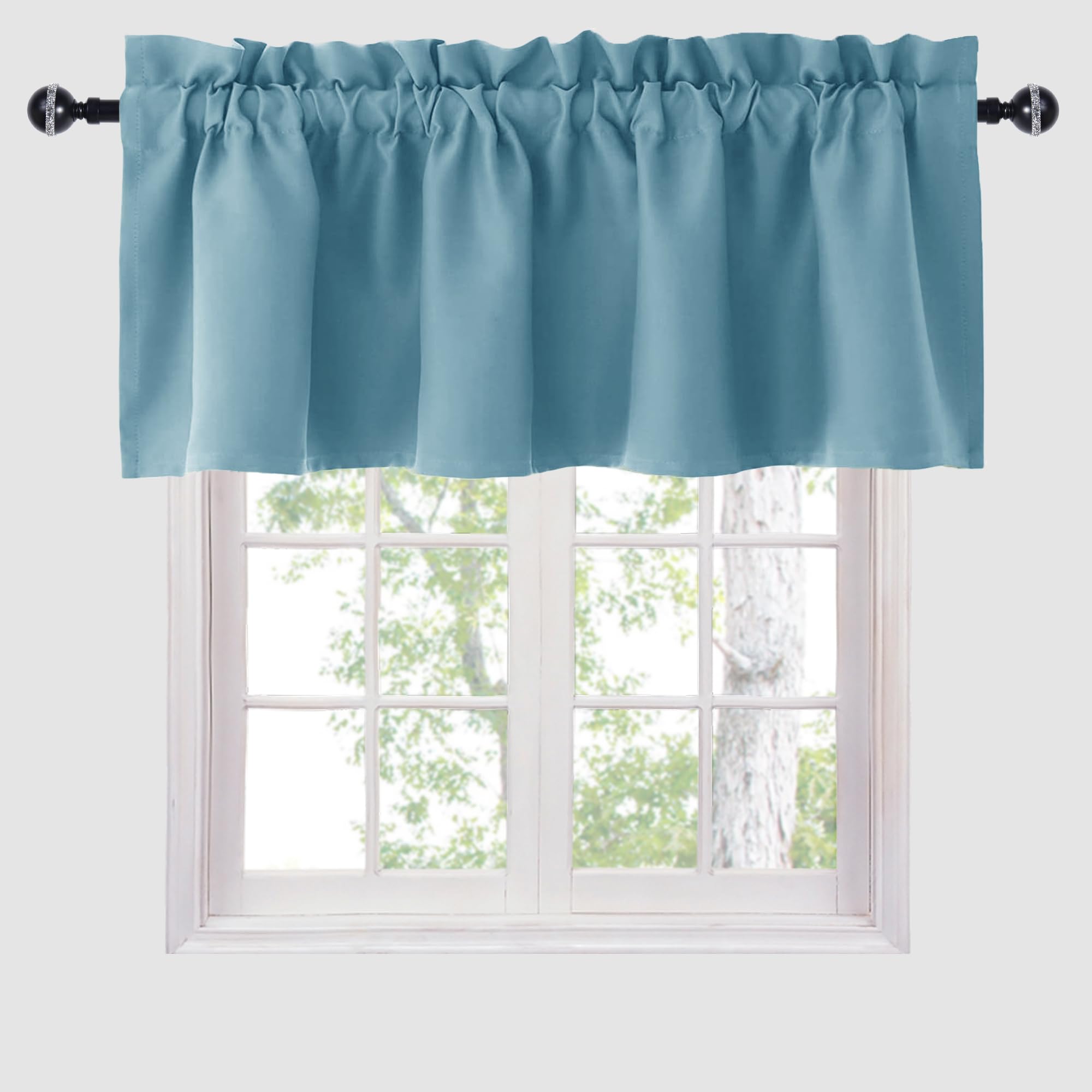 Hiasan Valance Curtains for Kitchen Blackout Thermal Insulated Solid Window Curtain Valance, Ivory, 42 x 18 Inches, 1 Panel