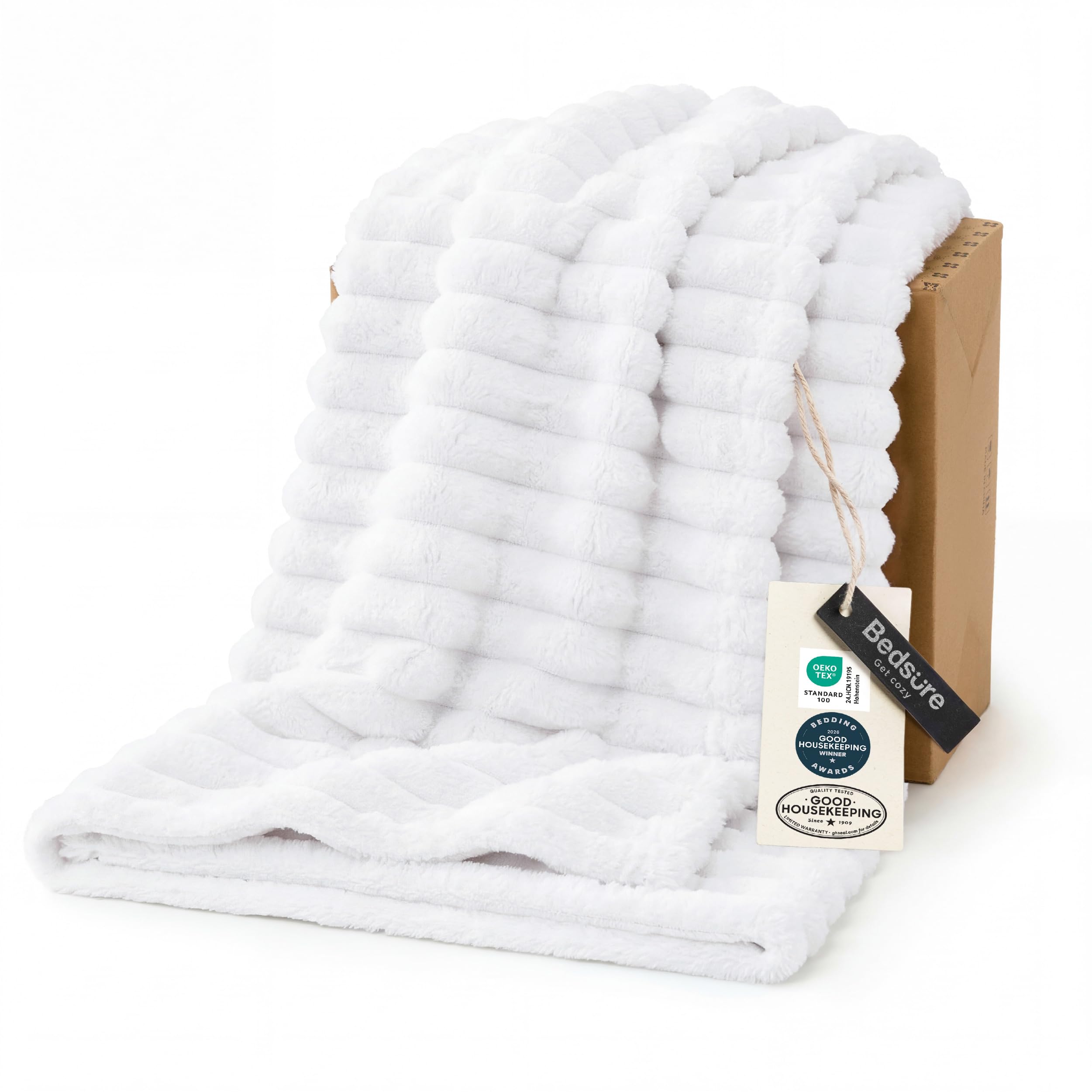 Bedsure GentleSoft King Size Blanket for Bed - Cozy Soft Blankets for Women, Cute Large Bedding Fleece Throws for Girls, Off White, 108x90 Inches
