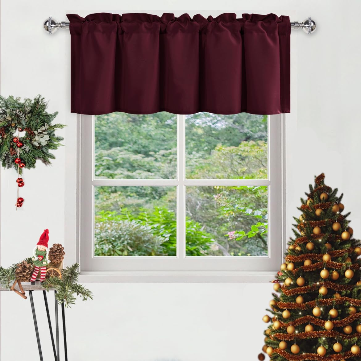 DWCN Valance Curtains for Living Room, Kitchen Valance Solid Short Topper, Rod Pocket Bathroom/Basement Curtain for Window Treatment, 1 Panel, 60 X 18 Inch, Grey