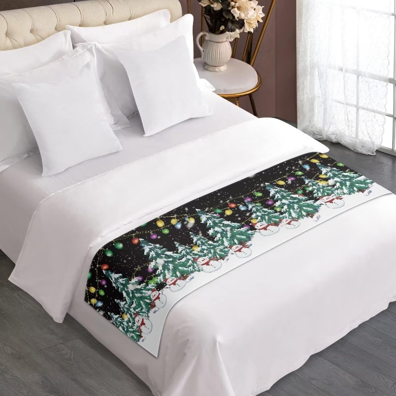 Dreaweet Southwestern Pattern Bed Runner,Aztec Tribal Geometry Pattern Brown Bed Scarf for Foot of Bed Queen Size,Decorative Accent Bedding Scarf for Hotels Homes and Guestrooms