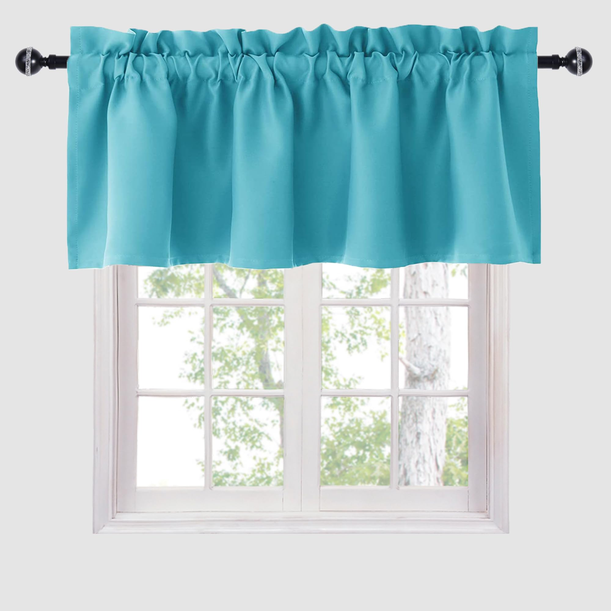 Hiasan Valance Curtains for Kitchen Blackout Thermal Insulated Solid Window Curtain Valance, Ivory, 42 x 18 Inches, 1 Panel
