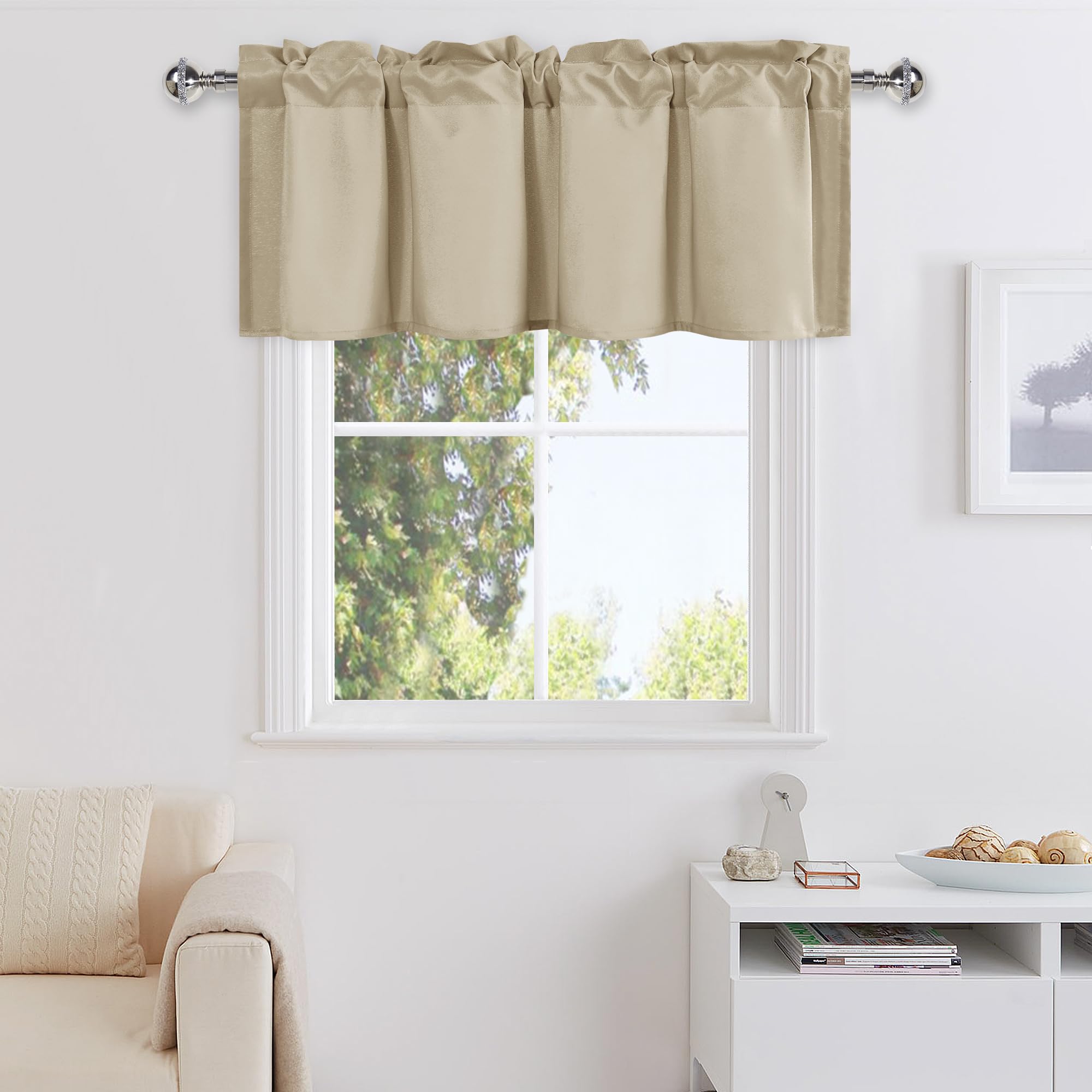 DWCN Valance Curtains for Living Room, Kitchen Valance Solid Short Topper, Rod Pocket Bathroom/Basement Curtain for Window Treatment, 1 Panel, 60 X 18 Inch, Grey