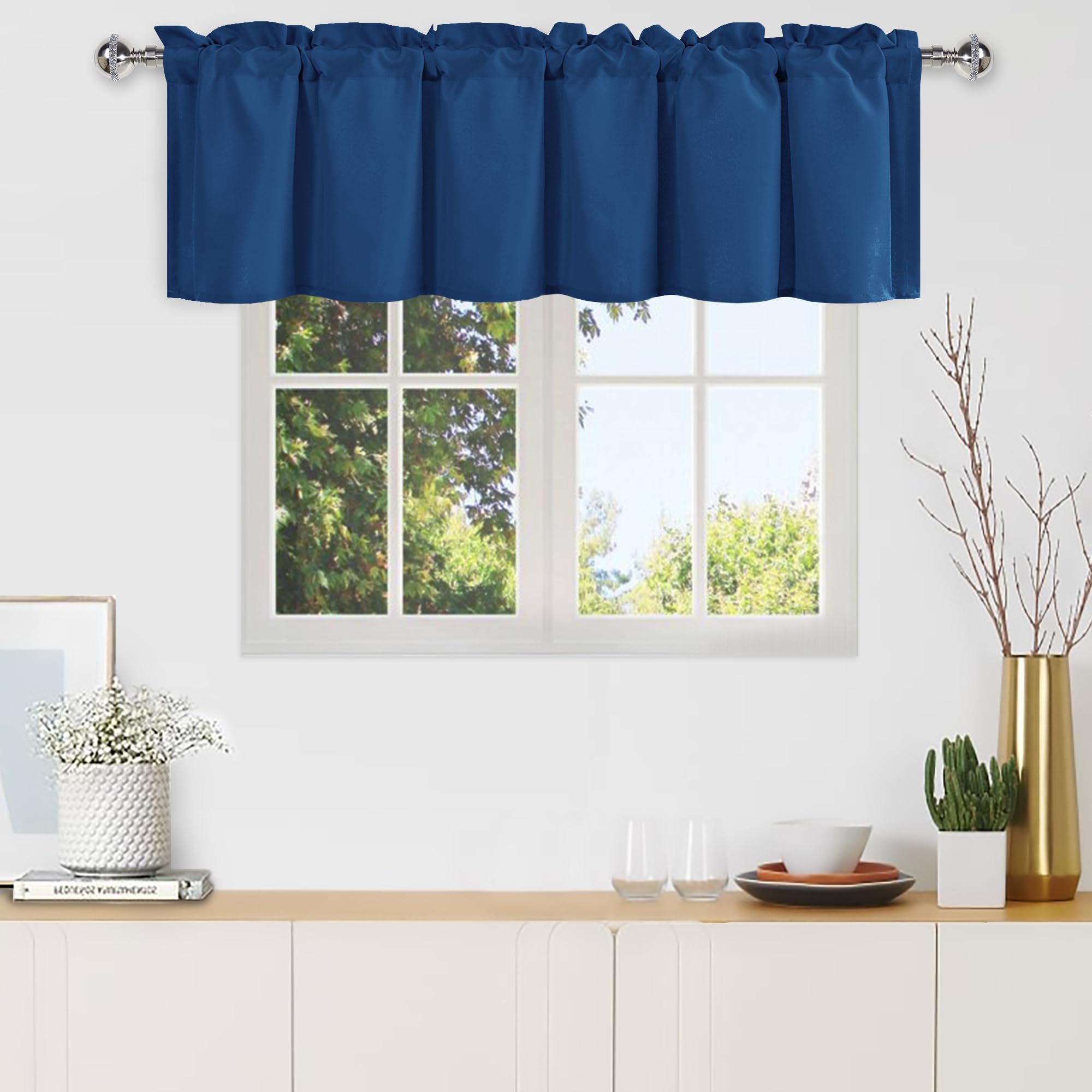 DWCN Valance Curtains for Living Room, Kitchen Valance Solid Short Topper, Rod Pocket Bathroom/Basement Curtain for Window Treatment, 1 Panel, 60 X 18 Inch, Grey