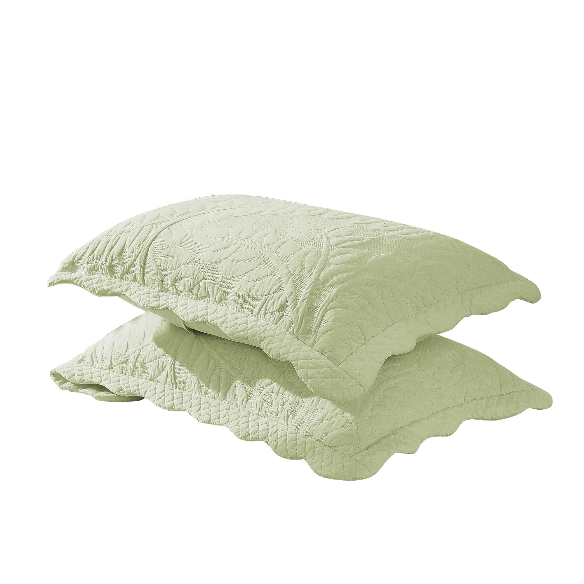 MarCielo 100% Cotton Embroidered Quilted Pillow Shams -Standard - Navy