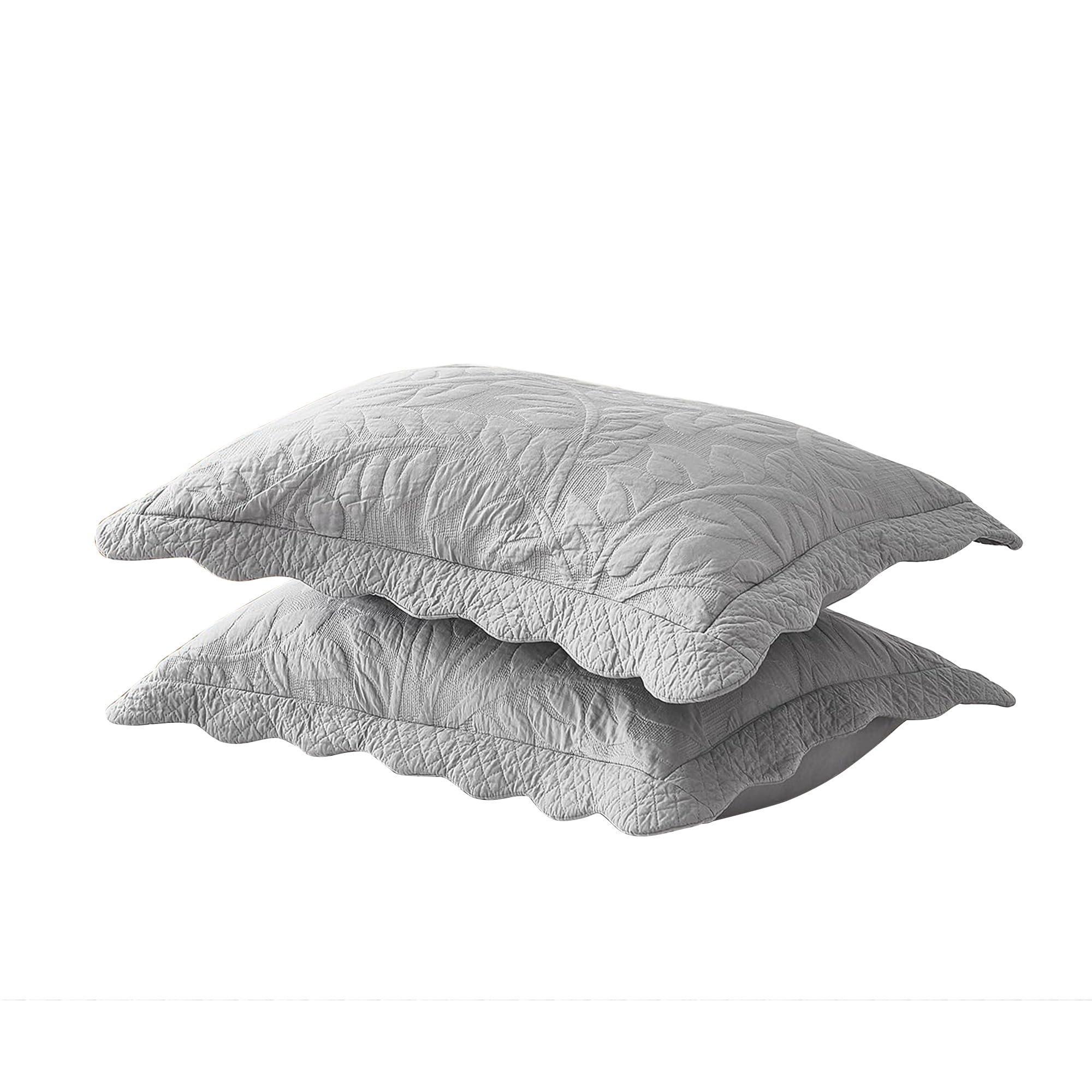 MarCielo 100% Cotton Embroidered Quilted Pillow Shams -Standard - Navy