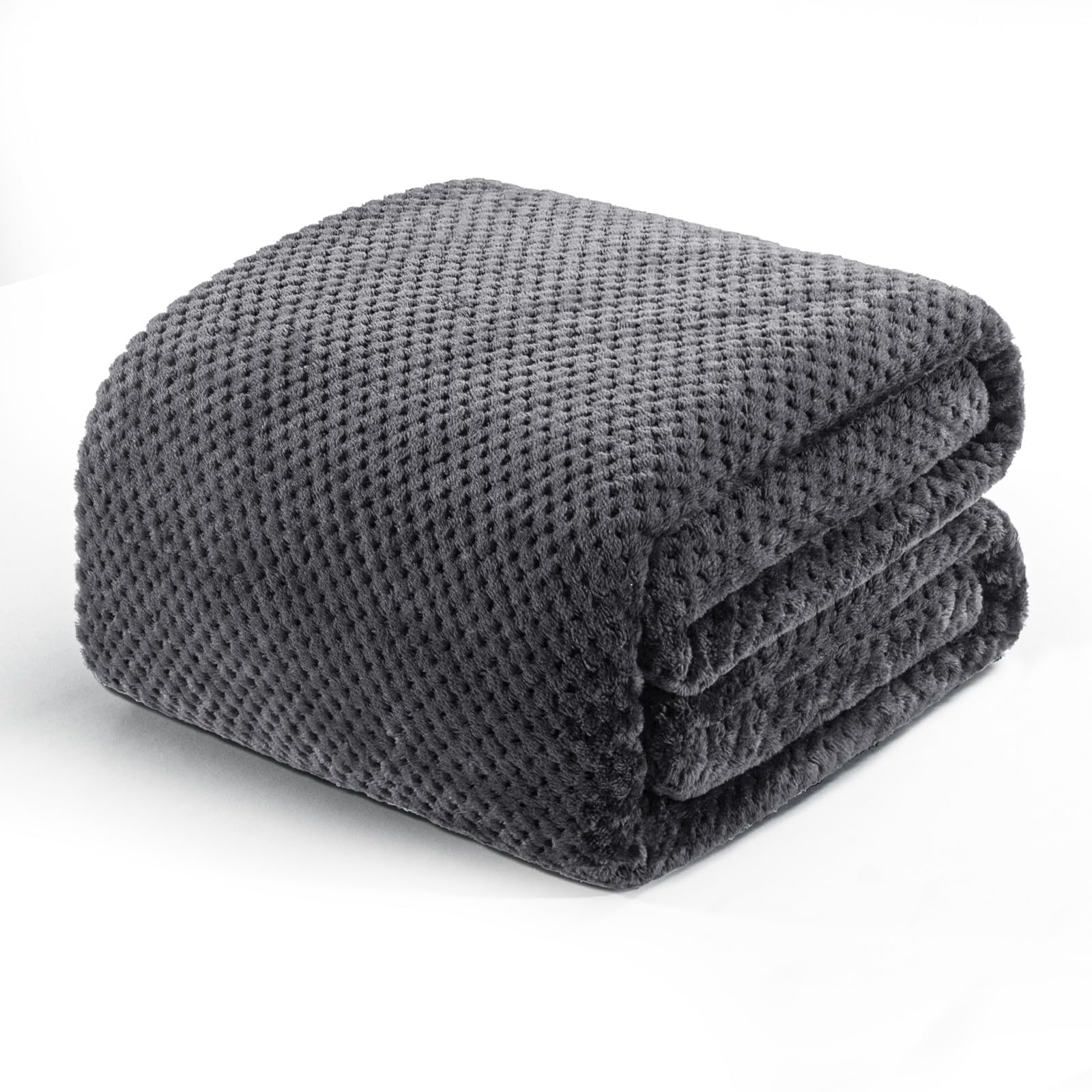 Exclusivo Mezcla Fleece Throw Blanket Extra Large, Super Soft and Warm Blankets for Couch, Sofa and Bed Waffle Textured, Cozy, Fuzzy and Lightweight (Slate Blue, 50x70 Inches)