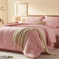Laojin Balhen Full Size Comforter Set 8 Pieces, Seersucker Bed in a Bag Full, Dark Grey Comforter with Sheets, Comforters Full Size Bedding Sets with Comforter, Sheets, Pillowcase & Sham and Bed Skirt