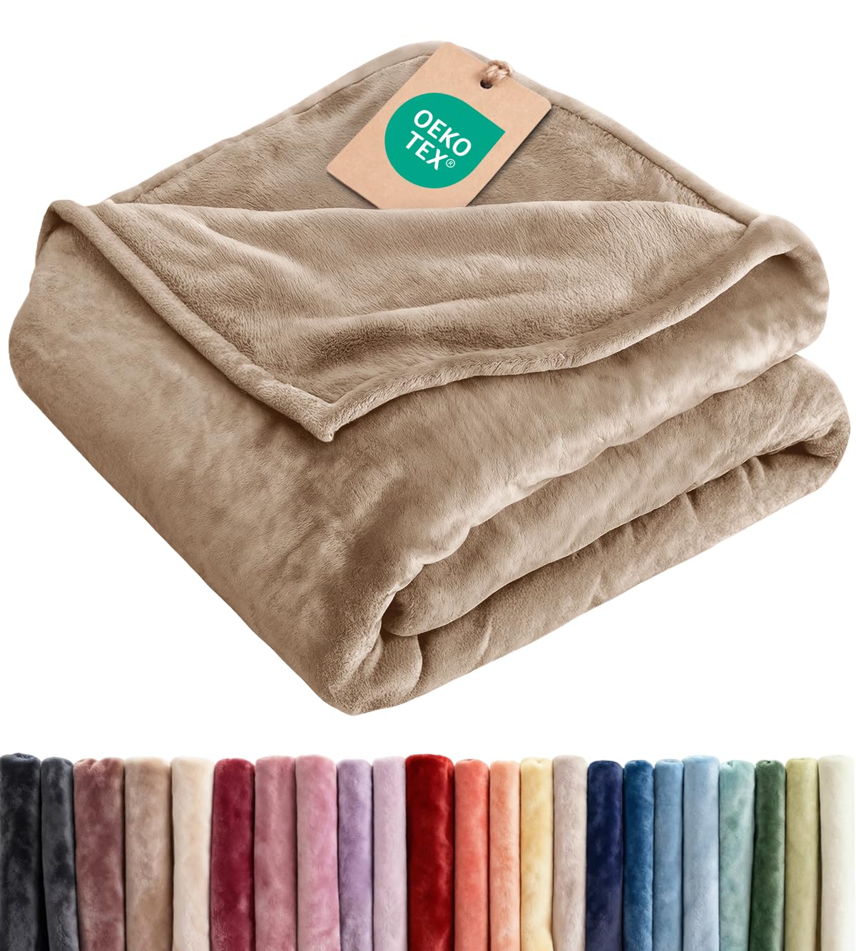 Ultra Soft Fleece Blanket Throw Size - Flannel Fleece Luxury Throw Blanket - Lightweight for Couch Bed Chair - Thick, Warm and Breathable - All Season Cozy Fuzzy, Anti-Static Microplush Bedding, Cream