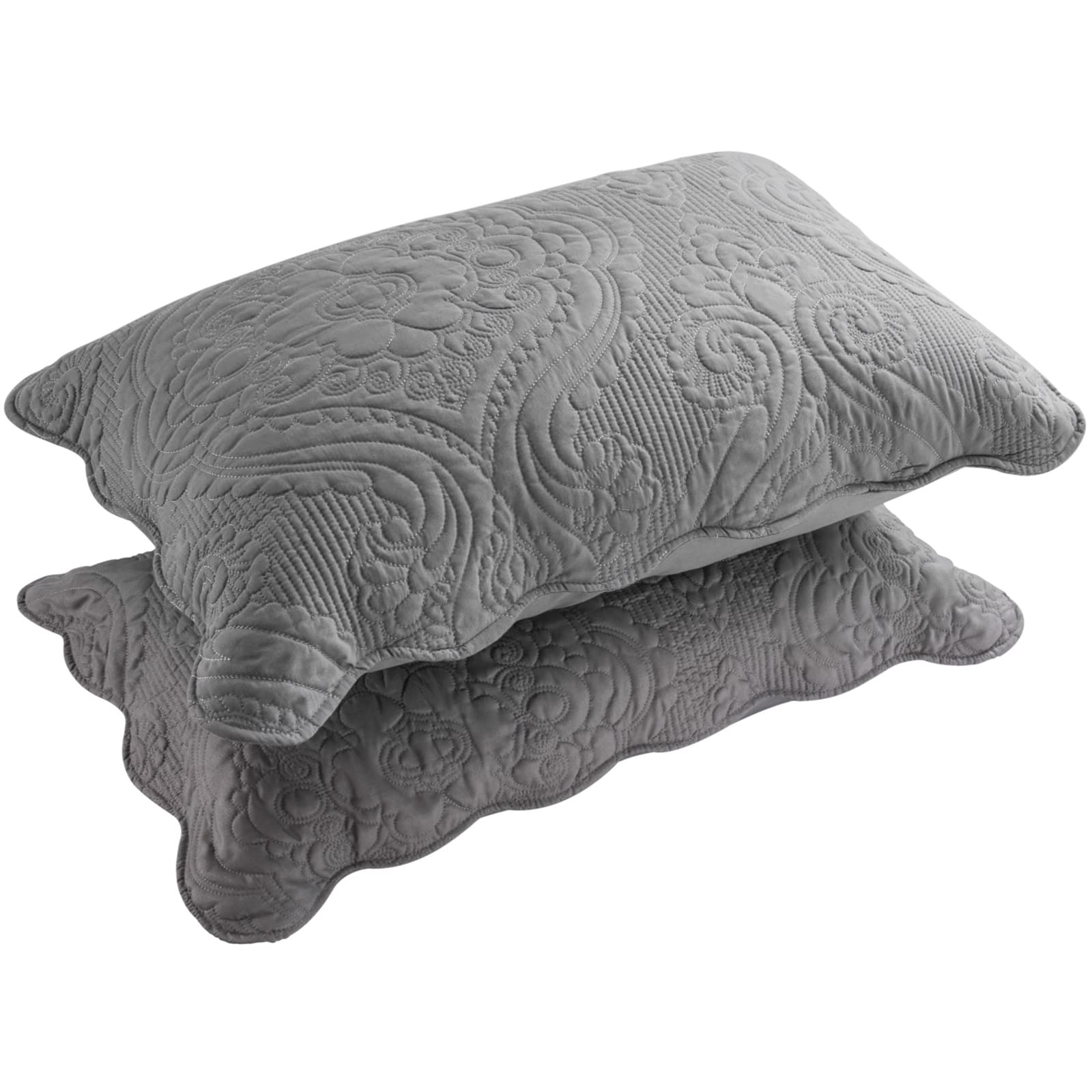 BOSOWOS Quilted Pillow Shams Set of 2, Decorative Microfiber King Bed Pillow Shams, Soft Breathable Pillow Covers with Envelope Closure (White, 2Pcs:20 x 36inch)