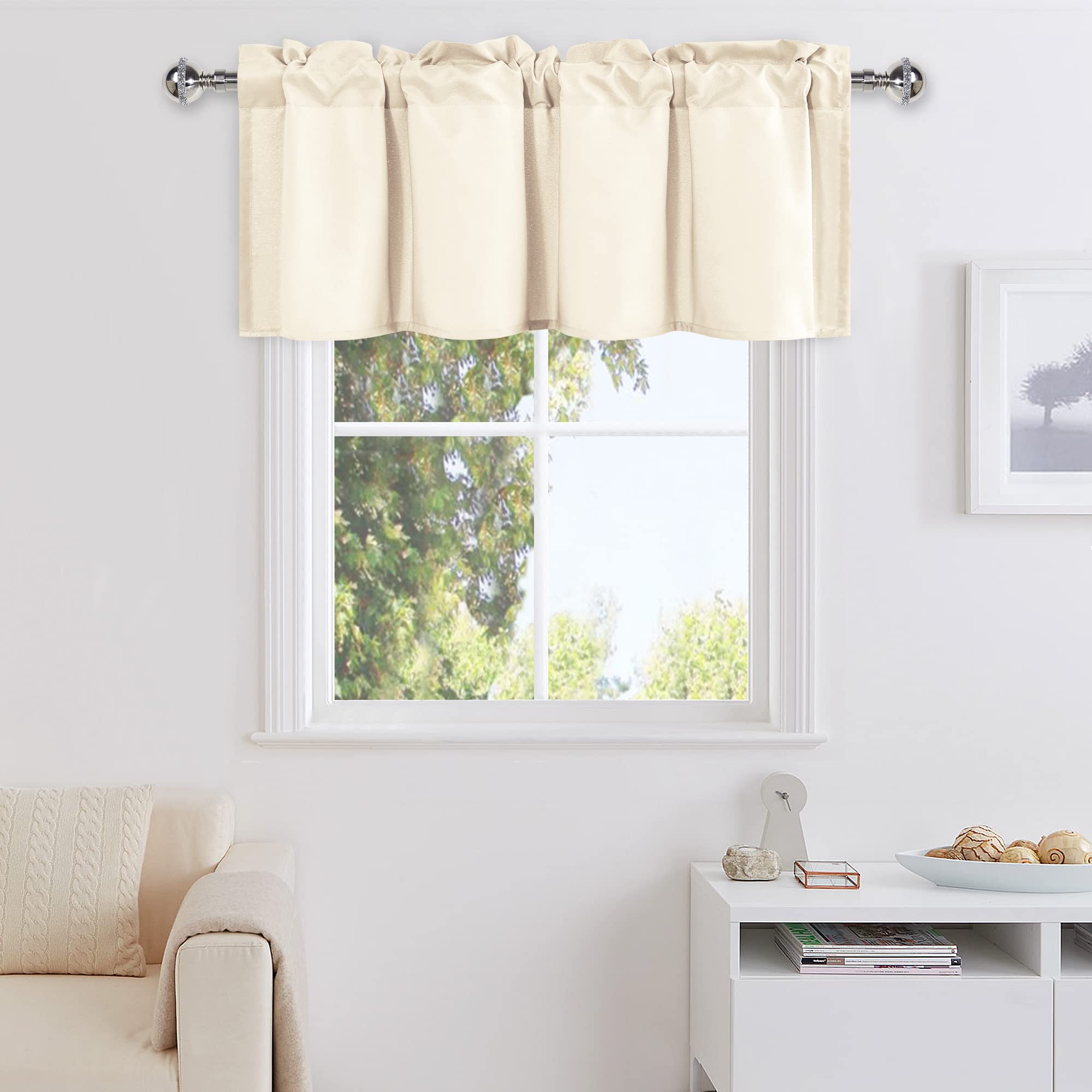 DWCN Valance Curtains for Living Room, Kitchen Valance Solid Short Topper, Rod Pocket Bathroom/Basement Curtain for Window Treatment, 1 Panel, 60 X 18 Inch, Grey