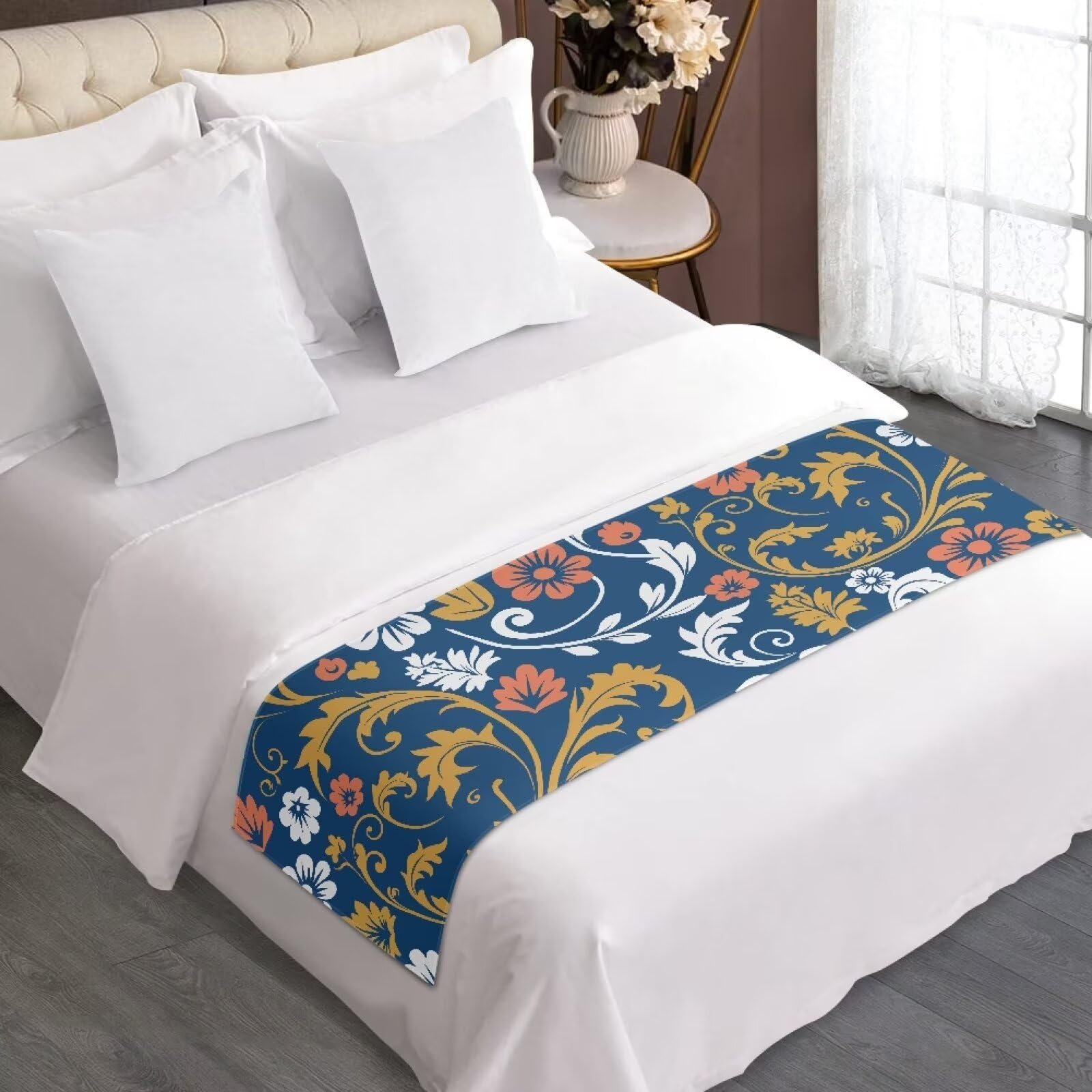 Dreaweet Southwestern Pattern Bed Runner,Aztec Tribal Geometry Pattern Brown Bed Scarf for Foot of Bed Queen Size,Decorative Accent Bedding Scarf for Hotels Homes and Guestrooms