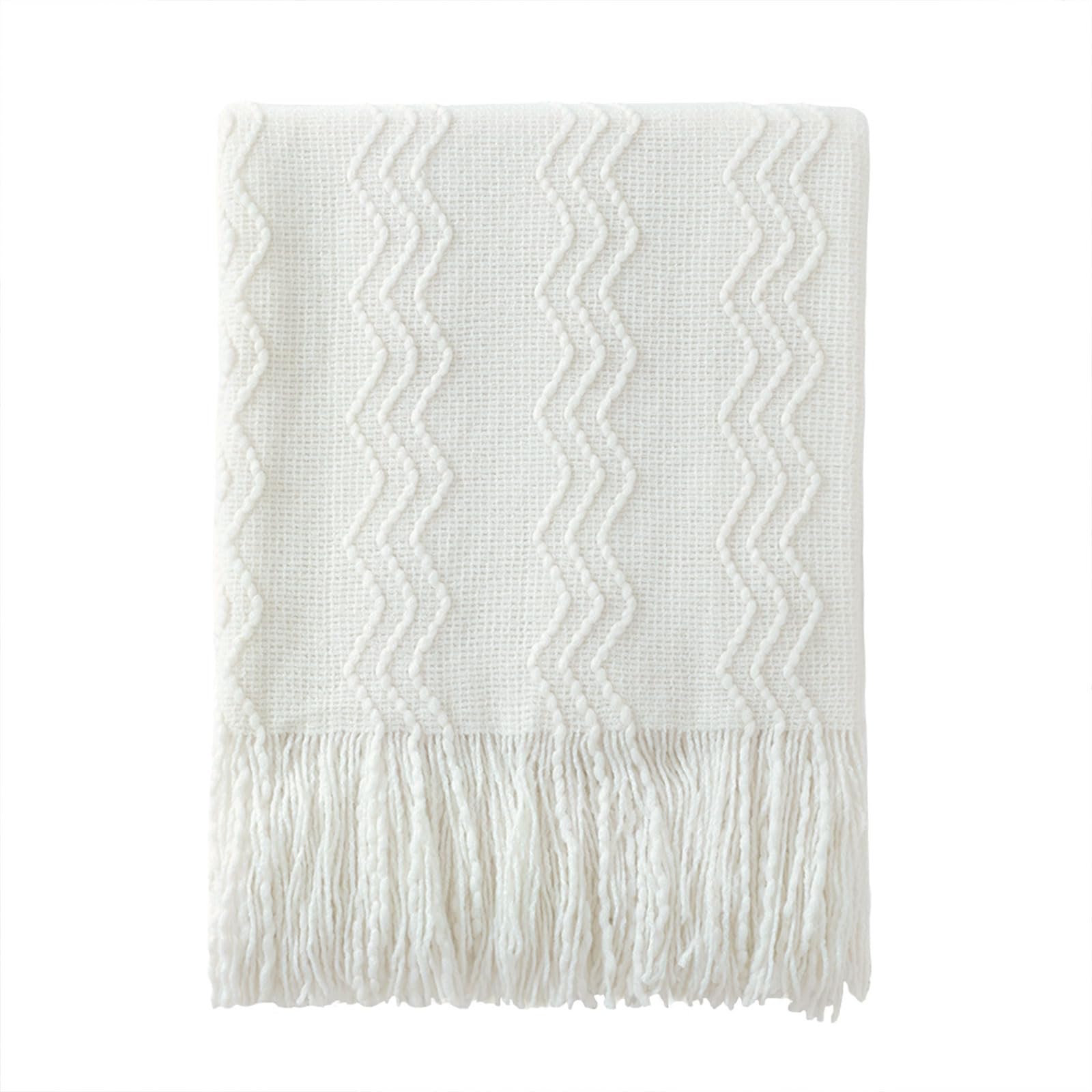 BOURINA Beige Throw Blanket 50x60 Inches Throw Textured Solid Soft Sofa Couch Decorative Knit Blanket
