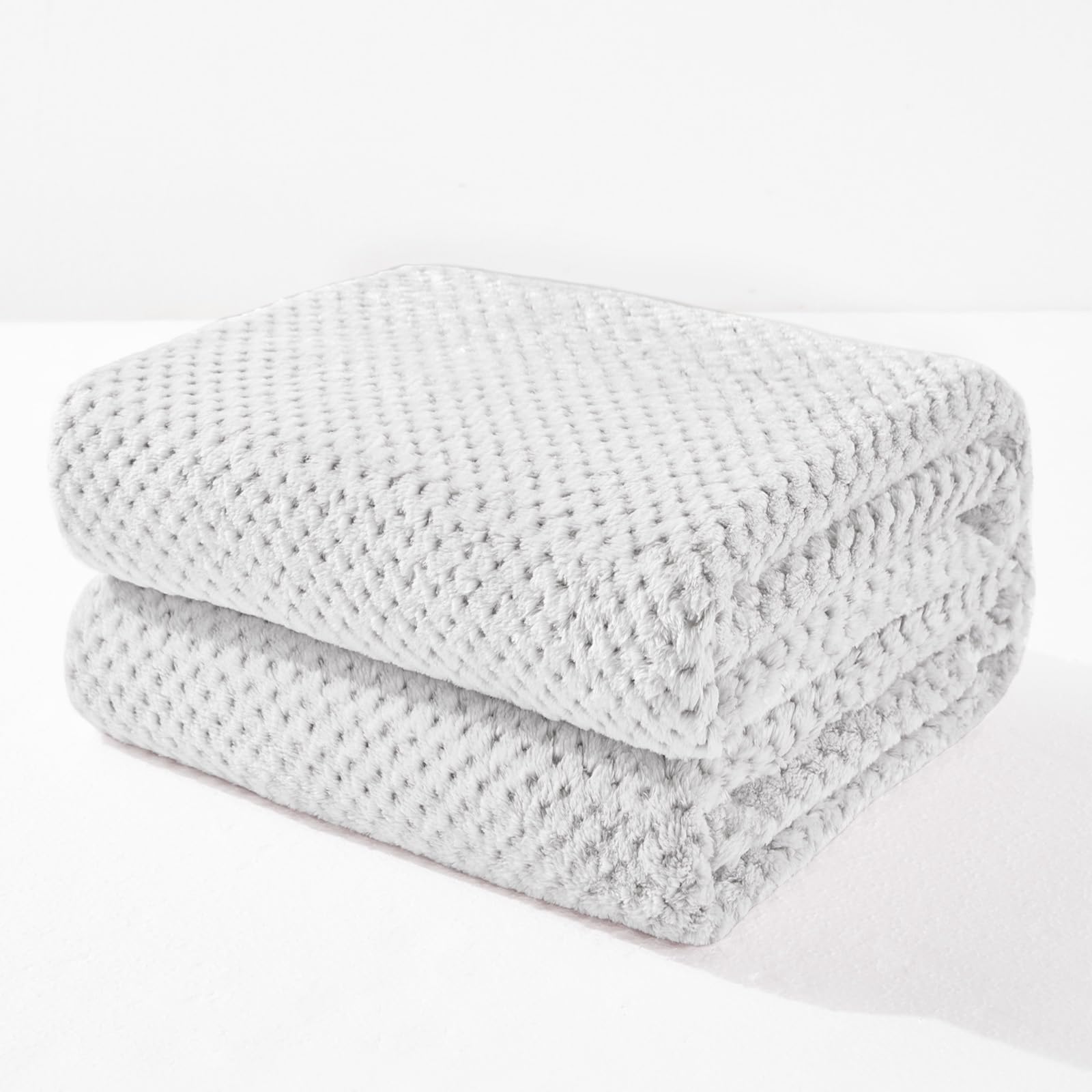 Exclusivo Mezcla Fleece Throw Blanket Extra Large, Super Soft and Warm Blankets for Couch, Sofa and Bed Waffle Textured, Cozy, Fuzzy and Lightweight (Slate Blue, 50x70 Inches)