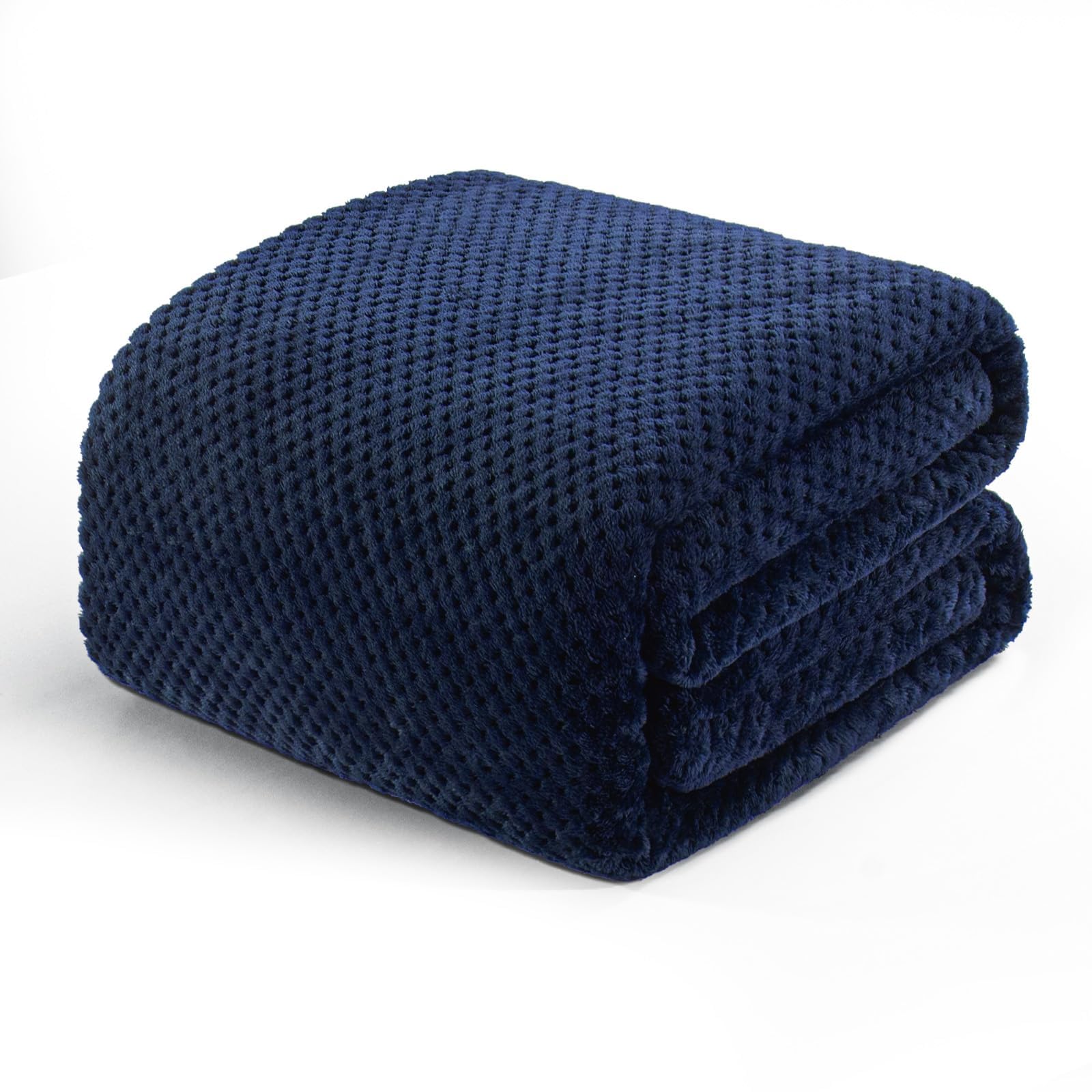 Exclusivo Mezcla Fleece Throw Blanket Extra Large, Super Soft and Warm Blankets for Couch, Sofa and Bed Waffle Textured, Cozy, Fuzzy and Lightweight (Slate Blue, 50x70 Inches)
