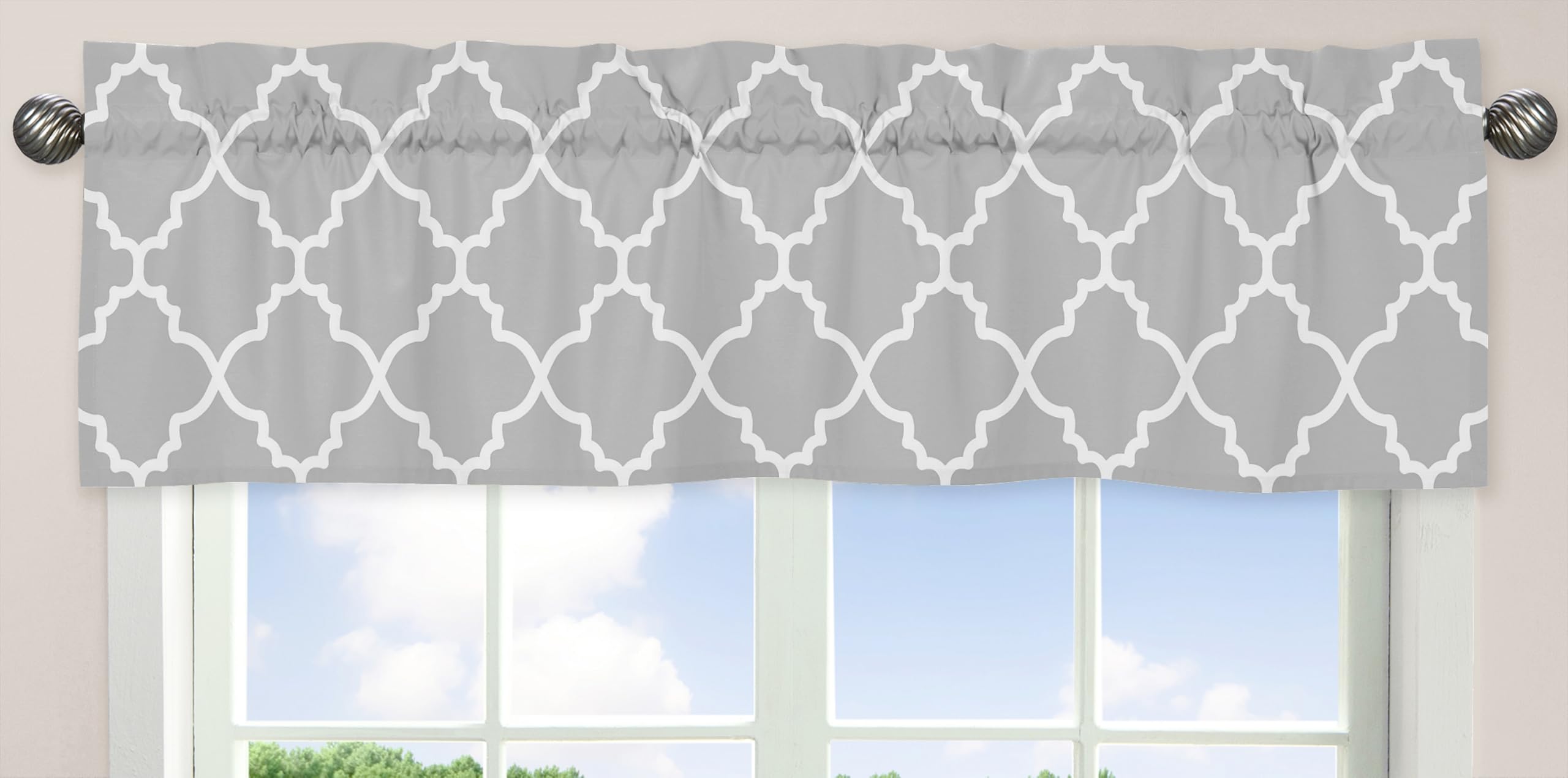 Sweet Jojo Designs White and Black Hotel Modern Window Valance