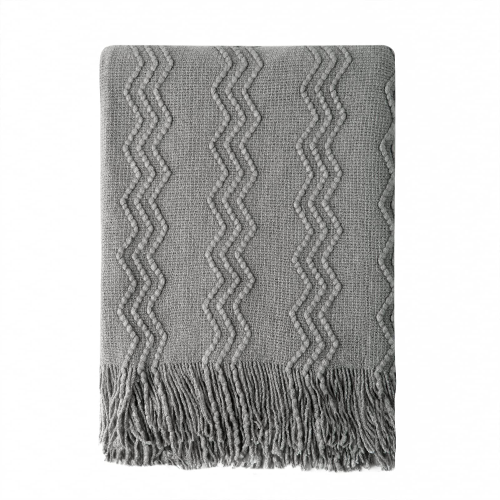BOURINA Beige Throw Blanket 50x60 Inches Throw Textured Solid Soft Sofa Couch Decorative Knit Blanket