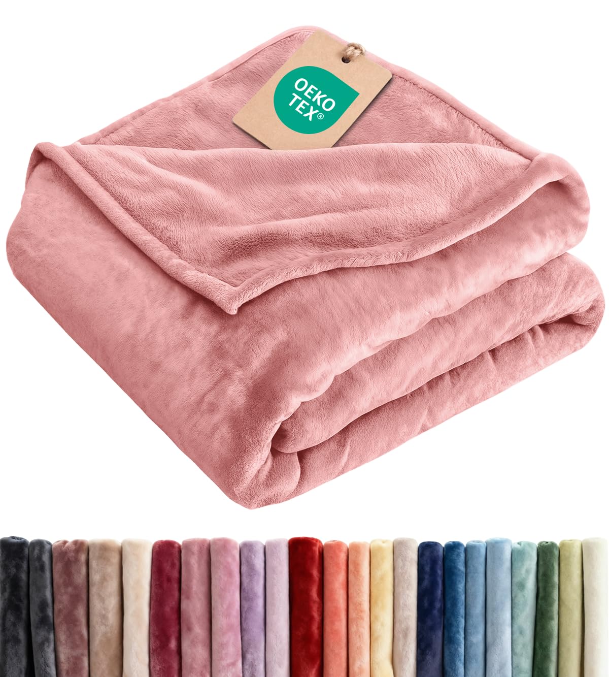 Ultra Soft Fleece Blanket Throw Size - Flannel Fleece Luxury Throw Blanket - Lightweight for Couch Bed Chair - Thick, Warm and Breathable - All Season Cozy Fuzzy, Anti-Static Microplush Bedding, Cream